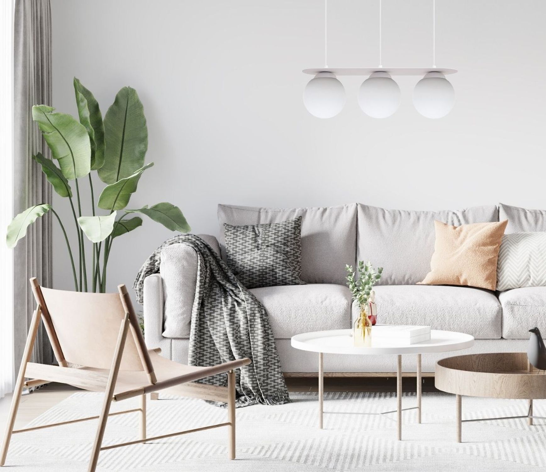 Lampe à suspendre 3 flammes boules en verre blanc 50 cm E27 anti-éblouissement Dekoration für Zuhause, Tabelle, Wohnzimmer, Couch, Kissen