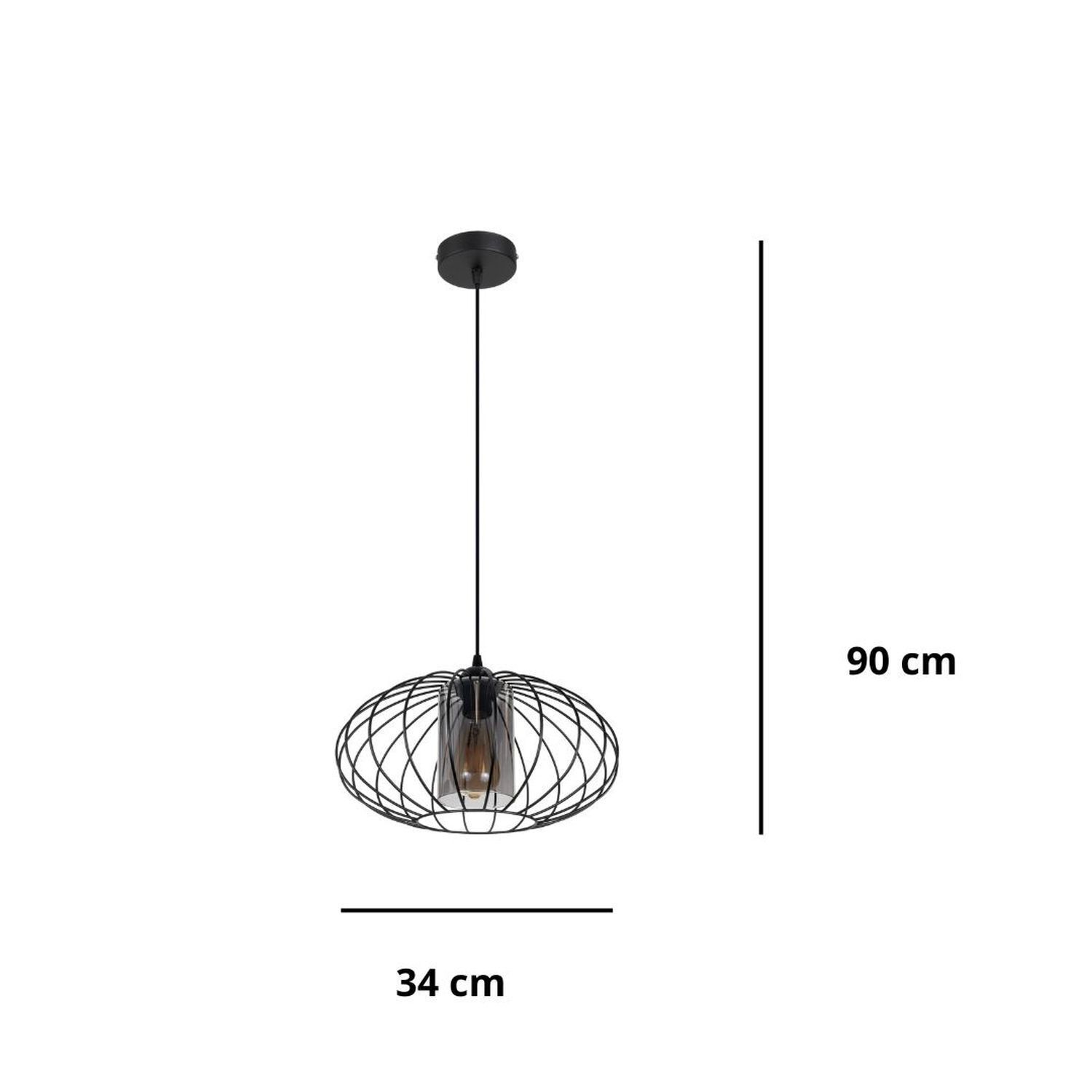 Runde Hängelampe Schwarz Metall Ø34 cm E27 Retro