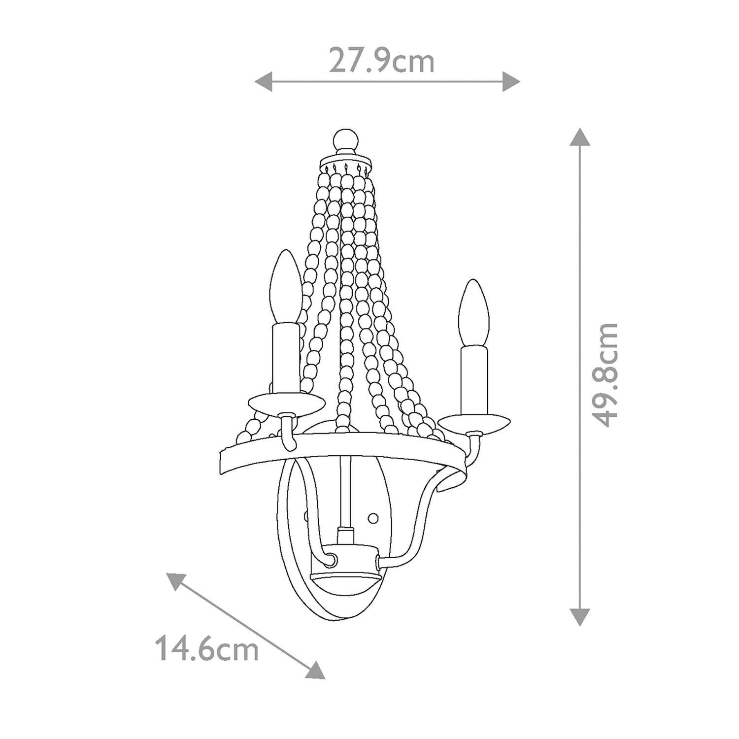 Wandlampe Rustikal 49,8 cm hoch 2-flammig Zink antik Leuchter, Lampe, Rauchrohr, Diagramm, Handlung