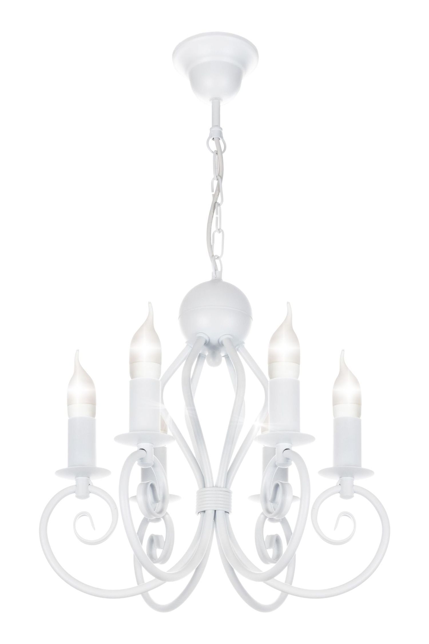 Vintage Kronleuchter Weiß E14 6-flammig Klassisch Leuchter, Lampe