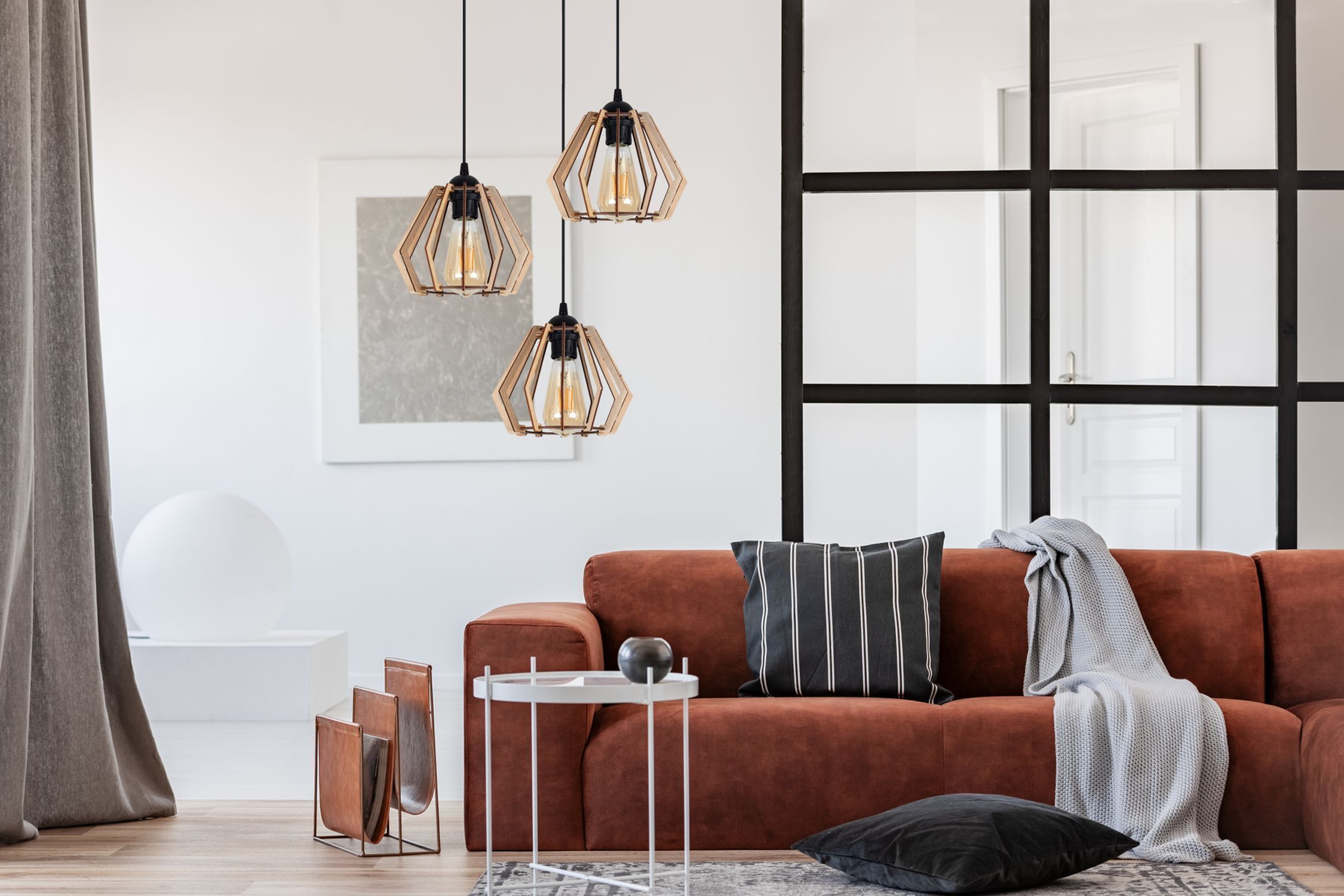 Suspensions en bois E27 L:37 cm Noir Naturel Innenarchitektur, Inneneinrichtung, Wohnzimmer, Lampe, Kissen