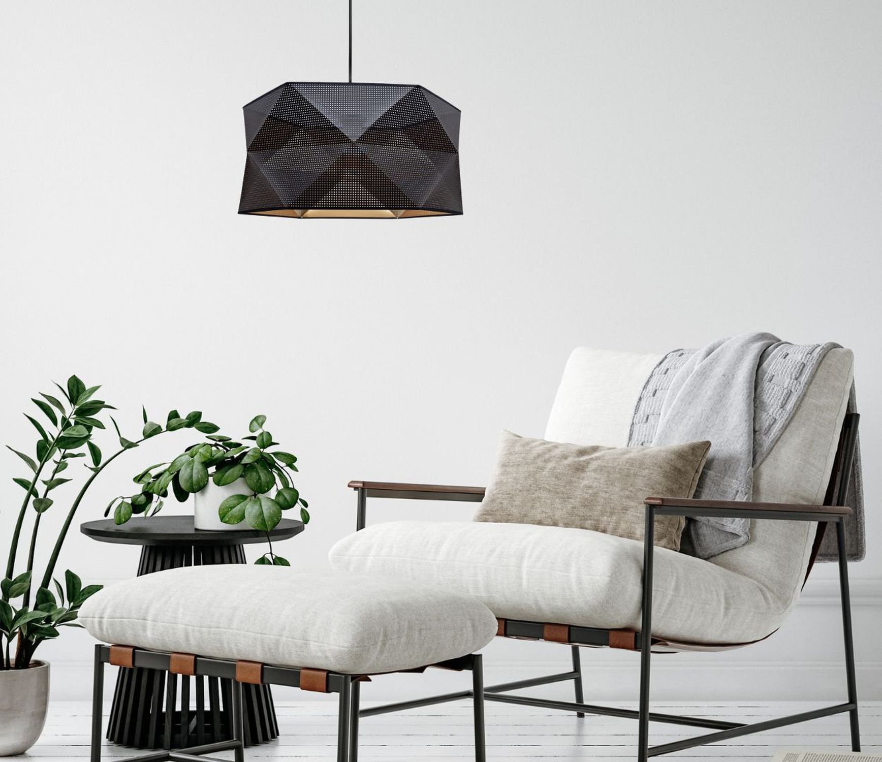 Moderne Hängelampe Stoffschirm wohnlich E27 L:70 sessel, lampe, wohnzimmer, pflanze, hocker