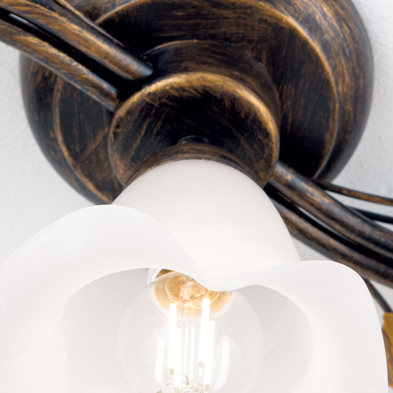 lampschirm, pendel lampe, e27-glühbirne, weißer schirm, verzinktes bronze