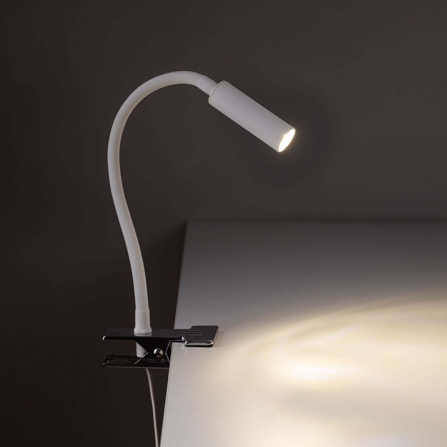 Lampe de bureau à pince Bras flexible 40 cm G9 blanc chrome