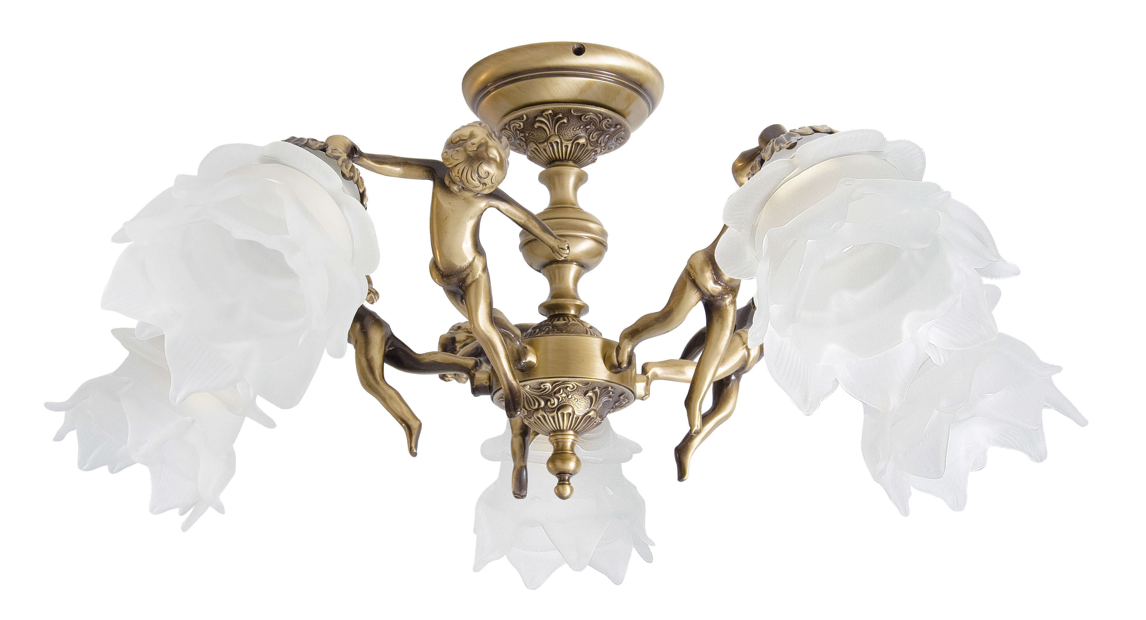 Deckenlampe Messing 5-flmg in Bronze Putti