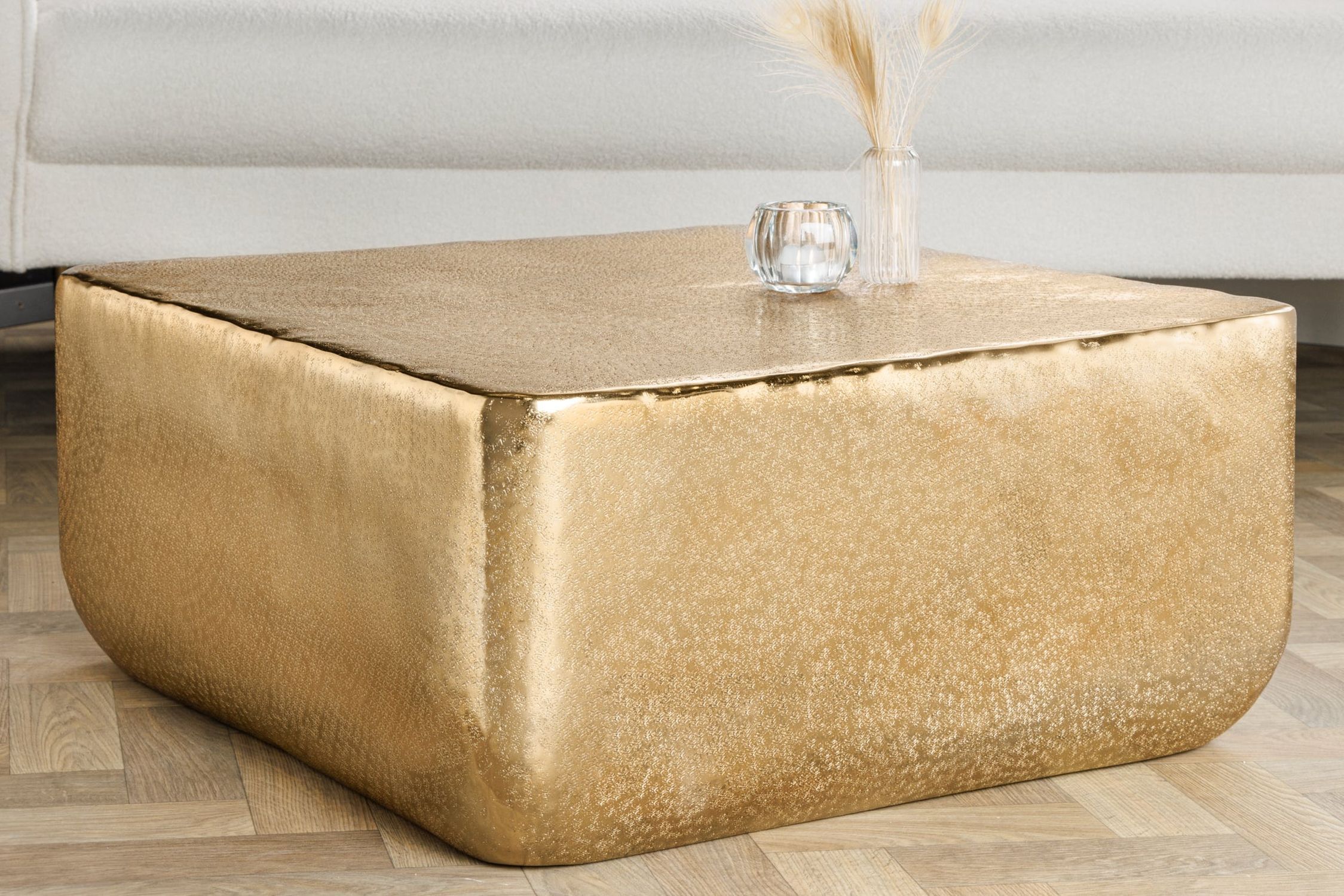 Couchtisch Metall in Gold 68 x 68 cm Handarbeit Moebel, Osmanisch