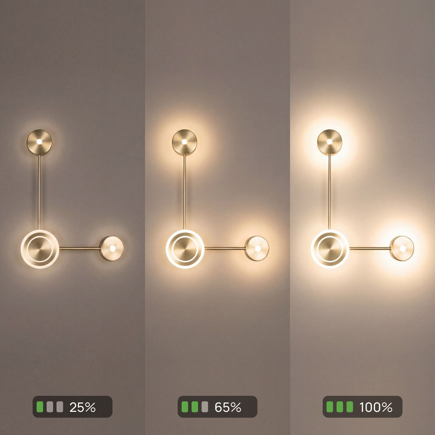 Wandleuchte, Wandleuchten-Set, Ringsystem, LED-Beleuchtung, wandlichter-3-teilig