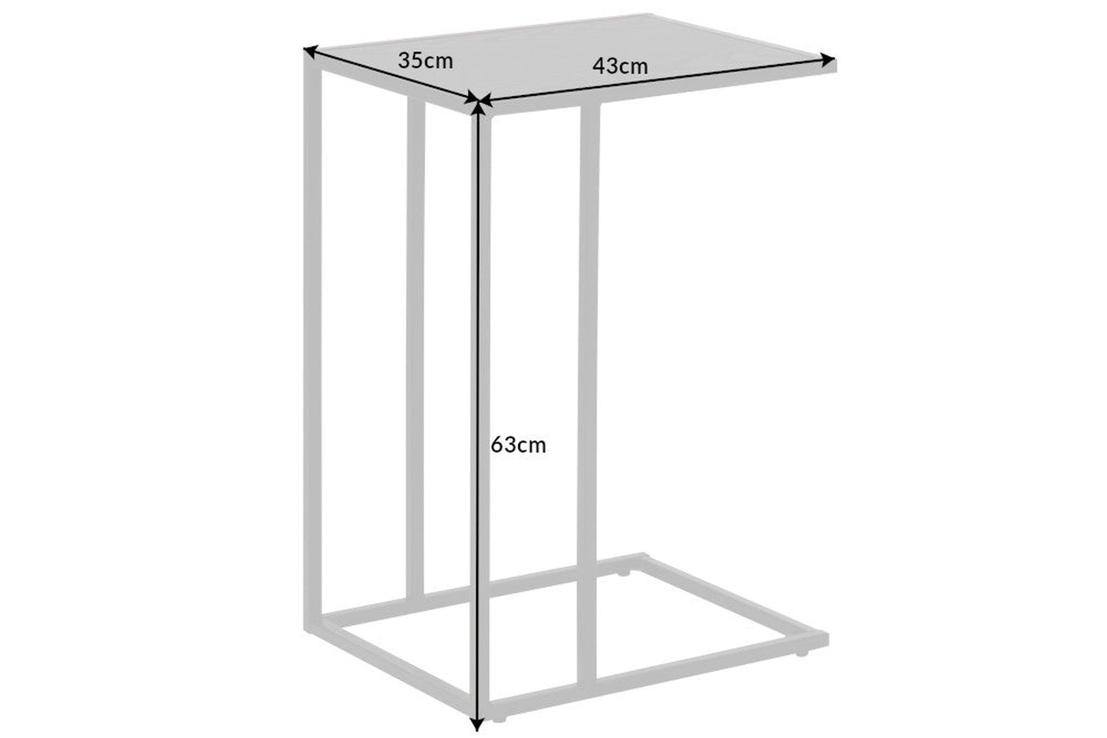 Table d'appoint en noir 43 x 35 cm forme C métal MDF Moebel, Tabelle