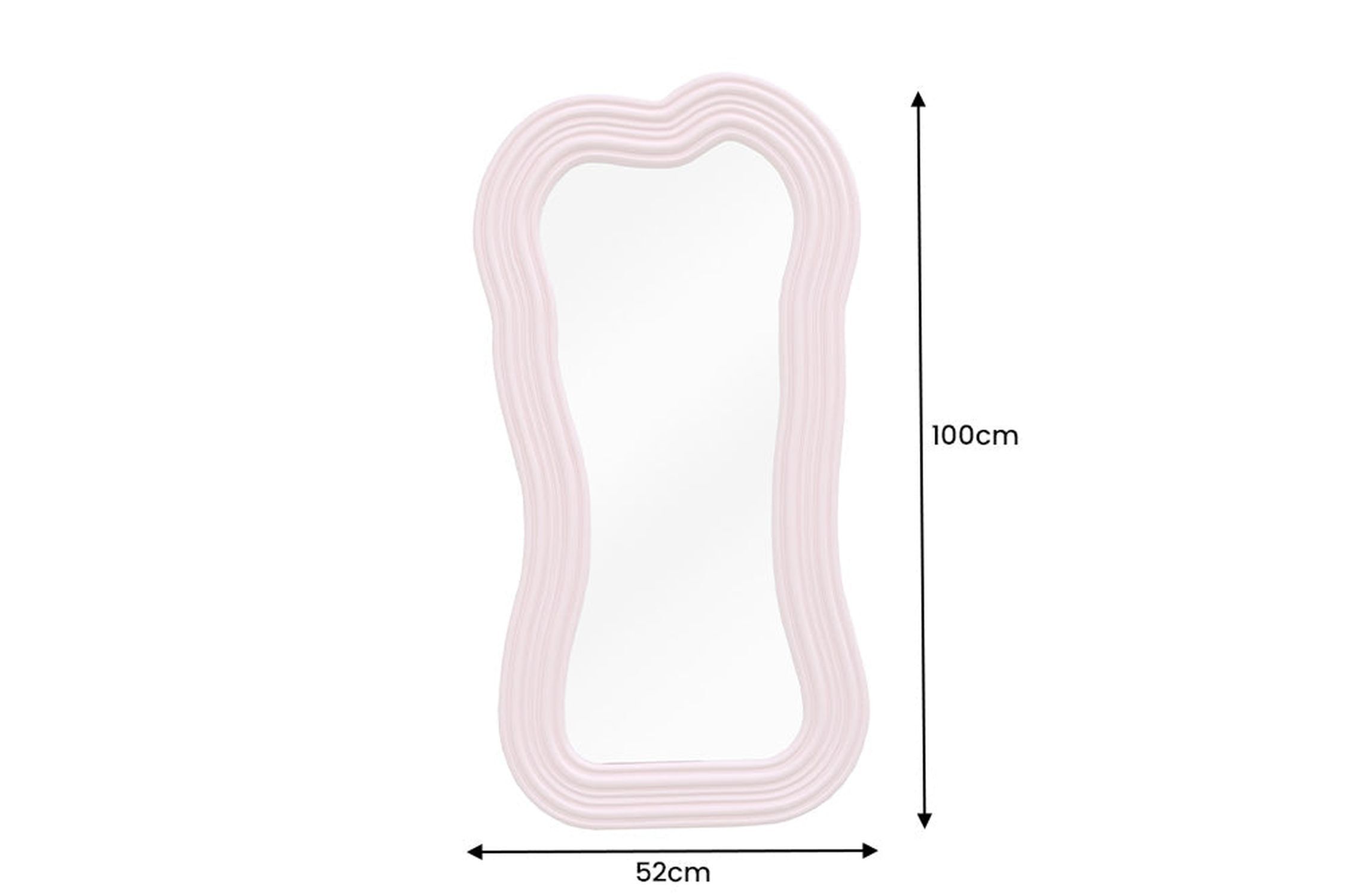 Wand Spiegel Rosa H: 100 cm asymmetrisches Design Rauchrohr