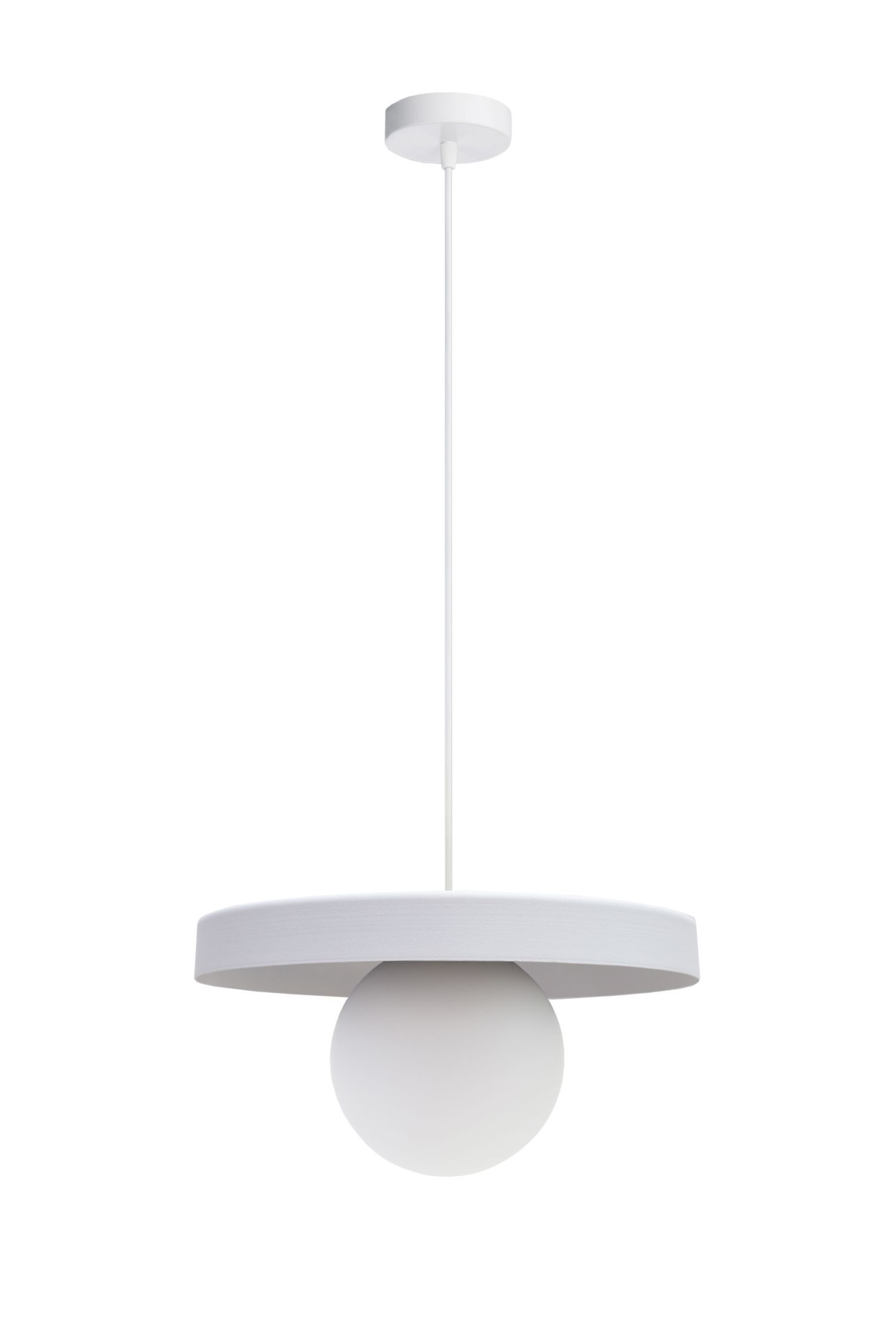 Accueillante lampe suspendue verre métal blanc E27 Ø30 cm