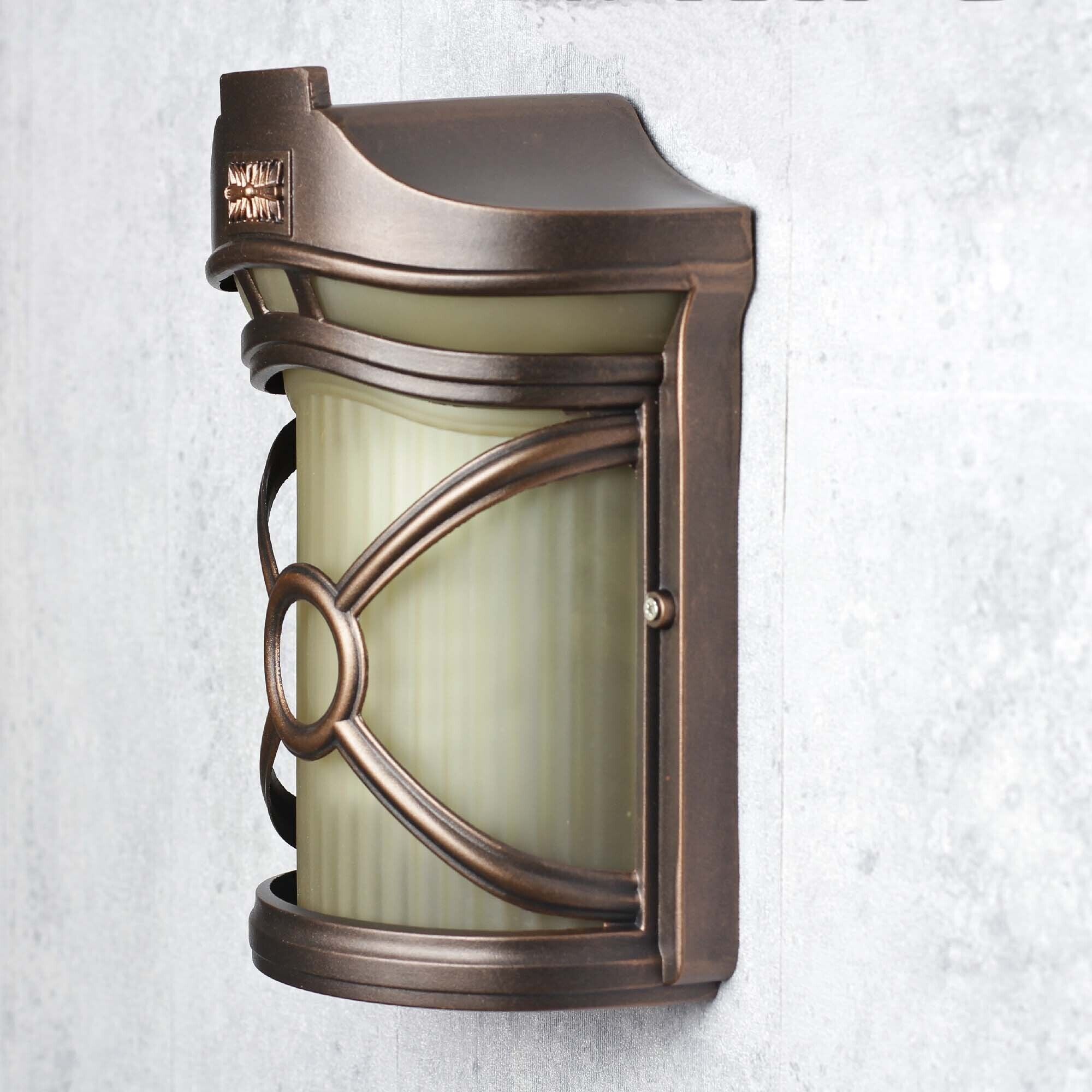Applique murale extérieure rustique marron antique verre cannelé Postfach