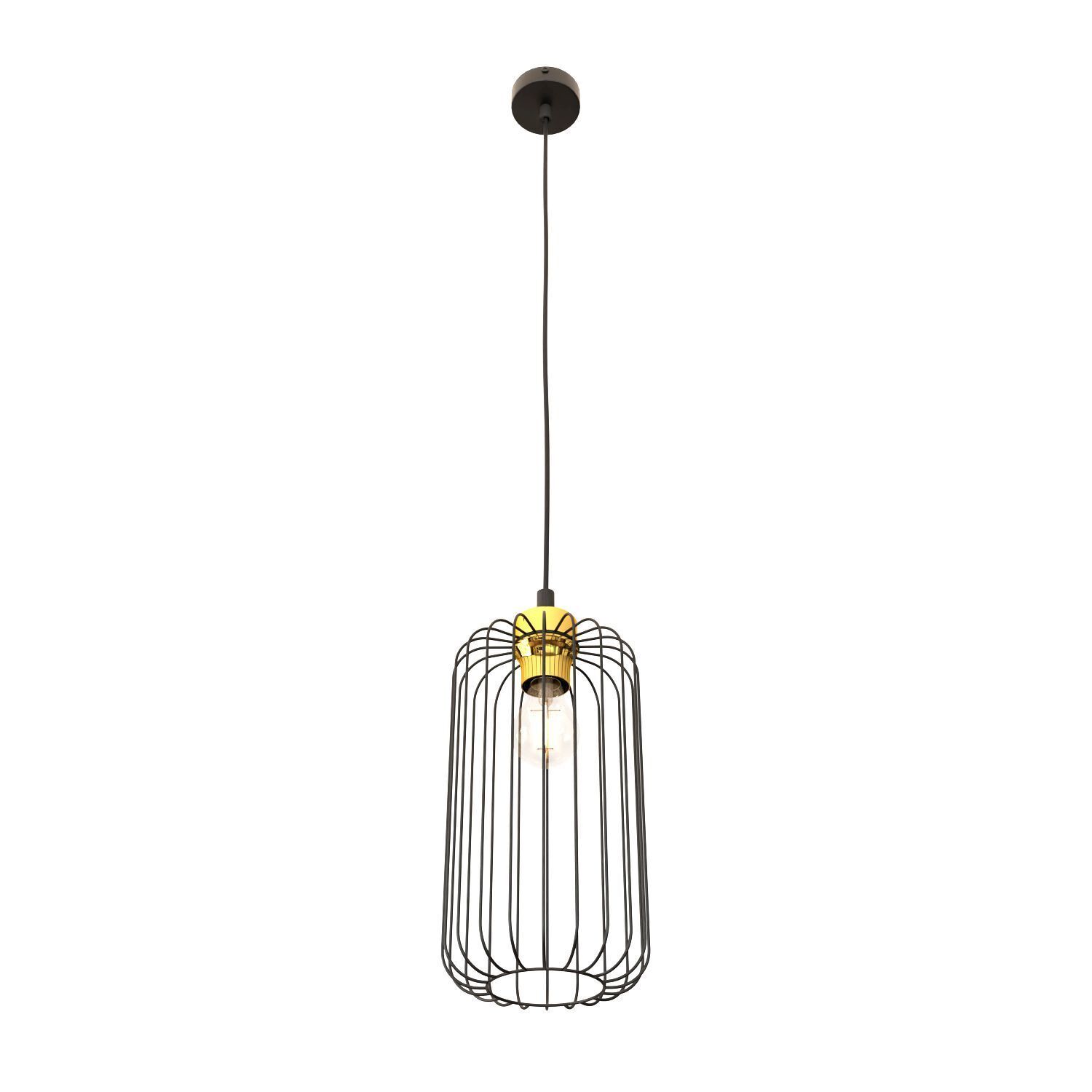 Suspension stylée Noir Or Métal E27 L:16 cm