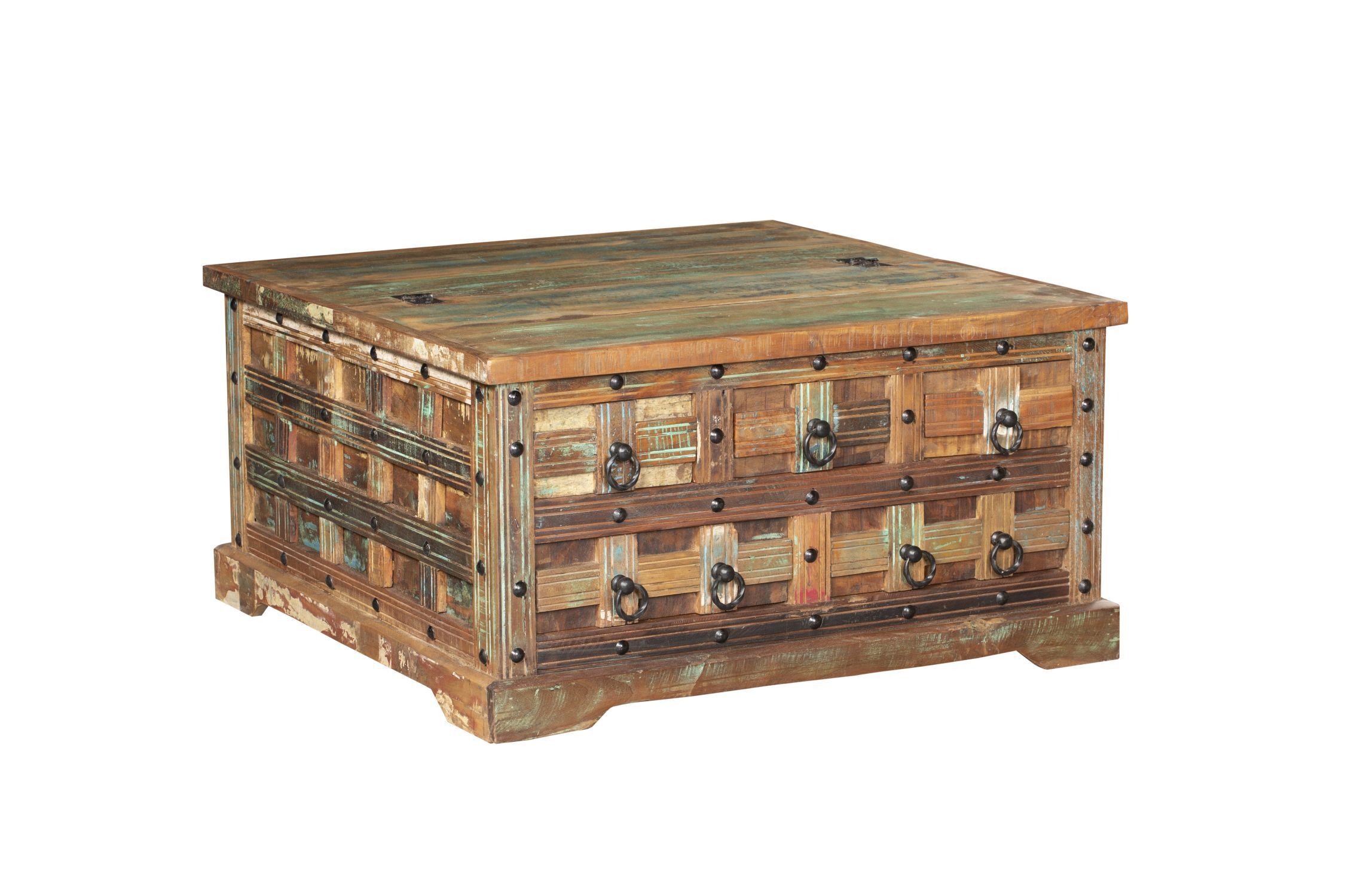 Table coffre avec tiroirs L : 90 cm Bois multicolore BLAIR