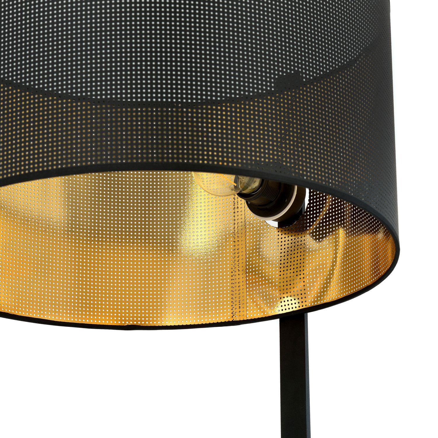 Stehleuchte Stoff Metall 157 cm Modern in Schwarz Gold E27 Lampe, Lampenschirm