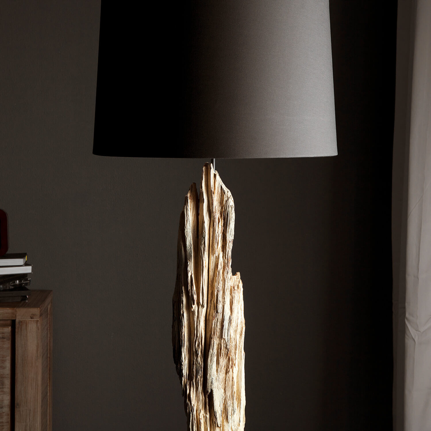 Lampadaire 175cm Moderne individuel bois flotté Lampe, Lampenschirm, Holz, Tischlampe