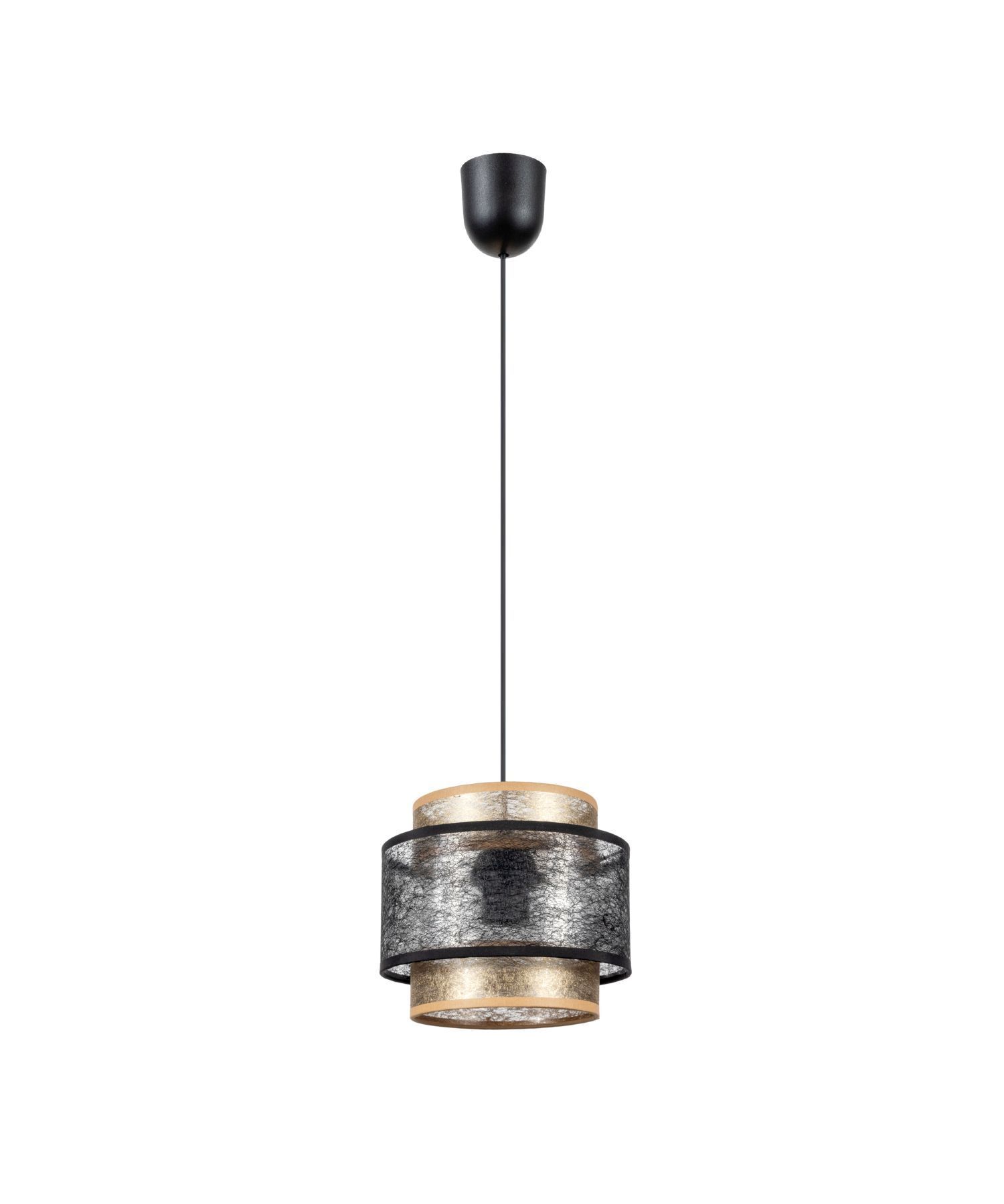 Blendarme Lampe à suspendre tissu métal noir or Ø20 cm