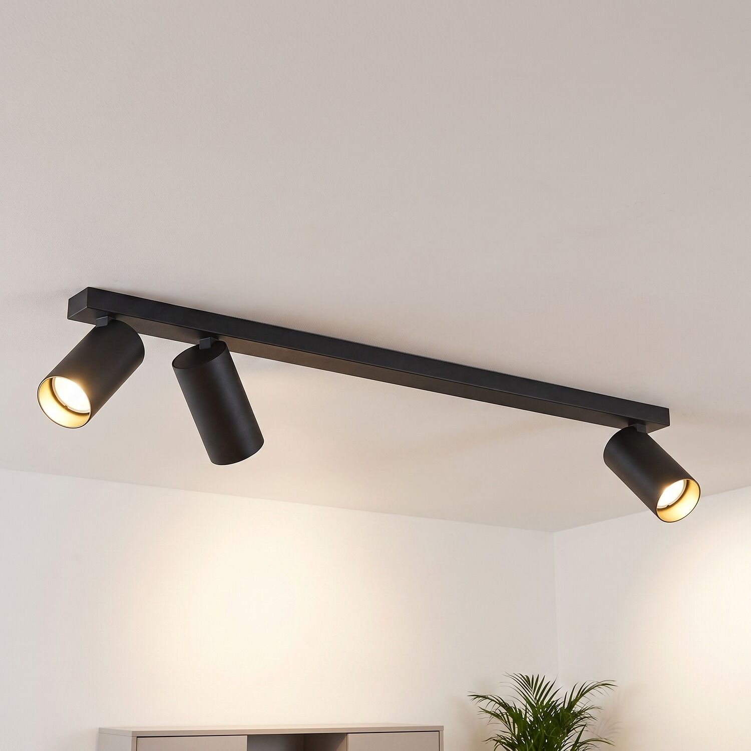 spots-deckenspots-moderne-wohnzimmerbeleuchtung-colene-3x-gu10-bis-10-w-schwarz-gold-metall-kunststoff-abs-no7767-02 deckenleuchte, spotlight, barleuchte, schwarz, eckmontage