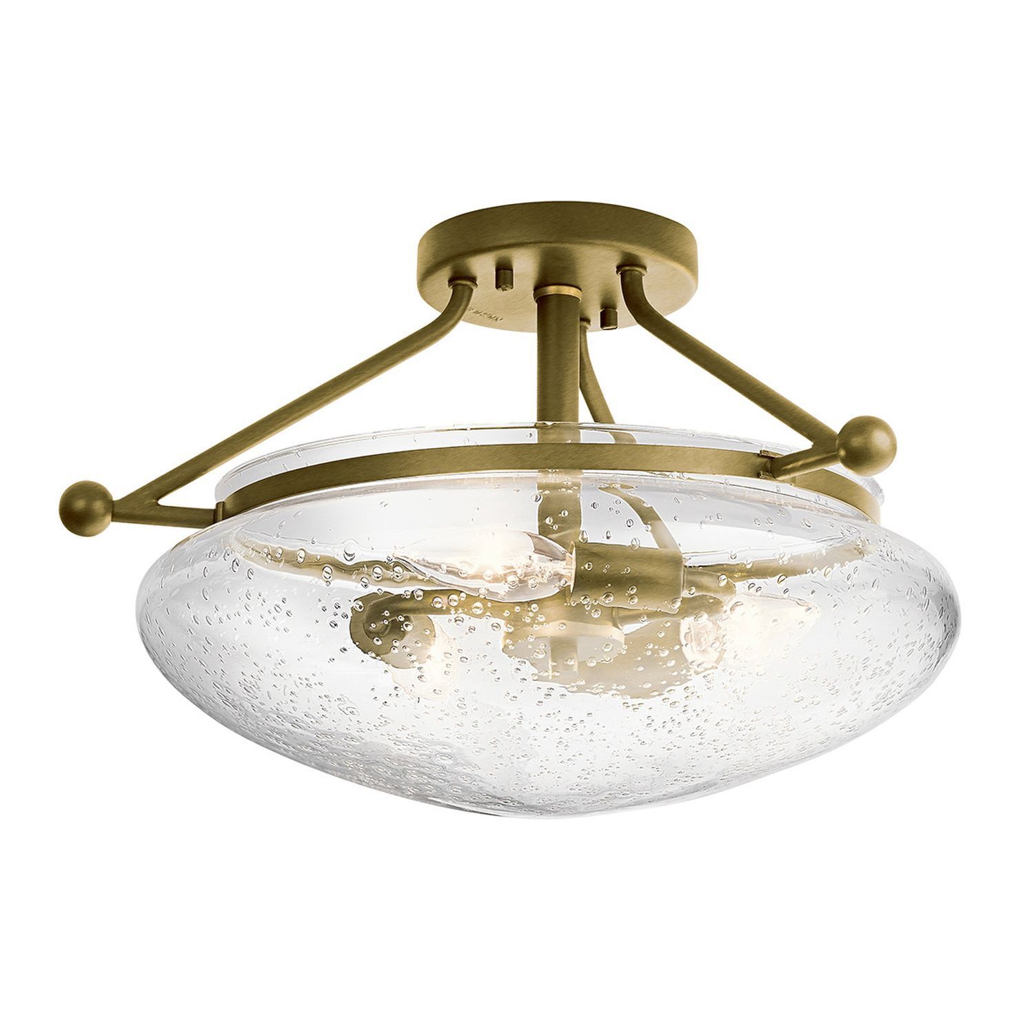 Plafonnier métal verre Ø 43,1 cm rond 3x E14 en laiton