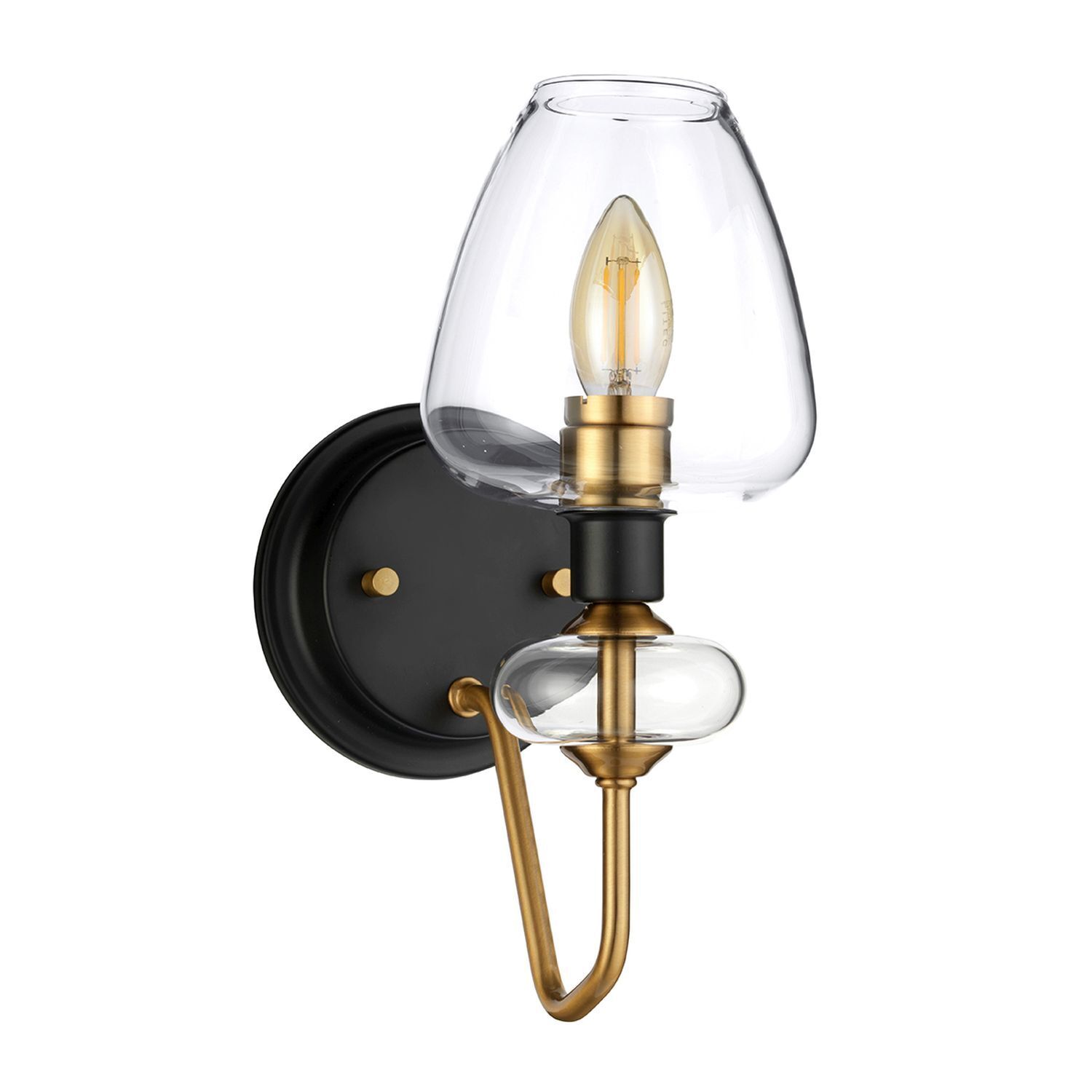 Applique Abat-jour en verre noir laiton E14 MAIYA