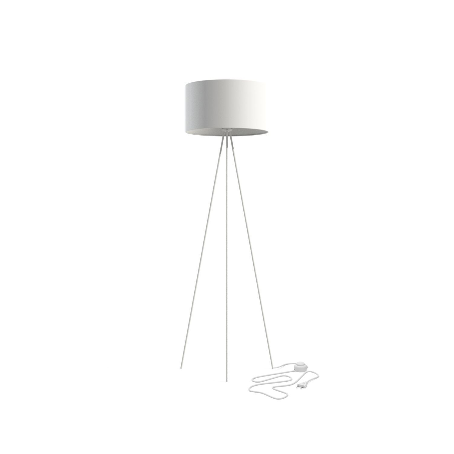 Tripod Lampadaire Blanc E27 156 cm Métal Tissu