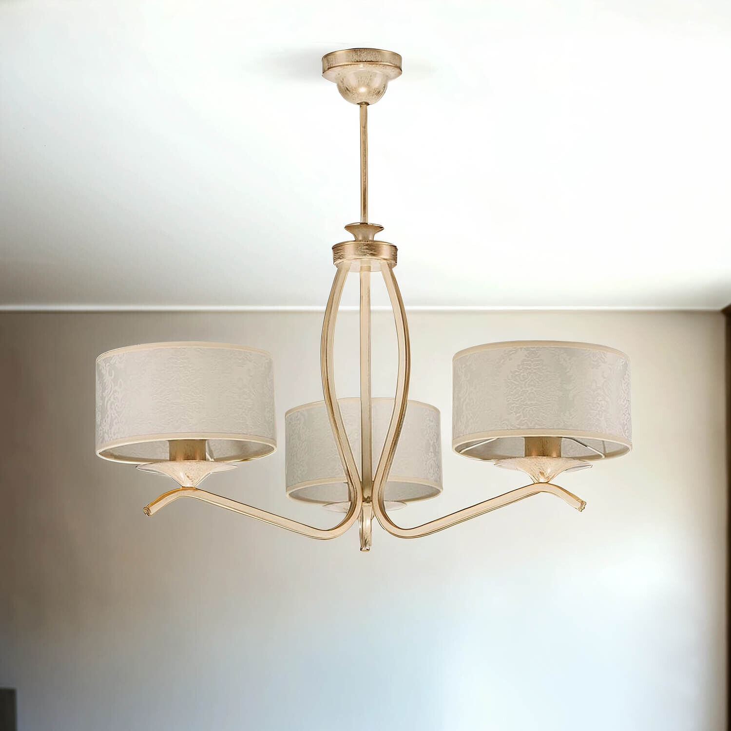 Deckenleuchte DAGNO Shabby Gold Weiß 3-armig Lampe Leuchter, Lampe, Klebeband, Deckenleuchte