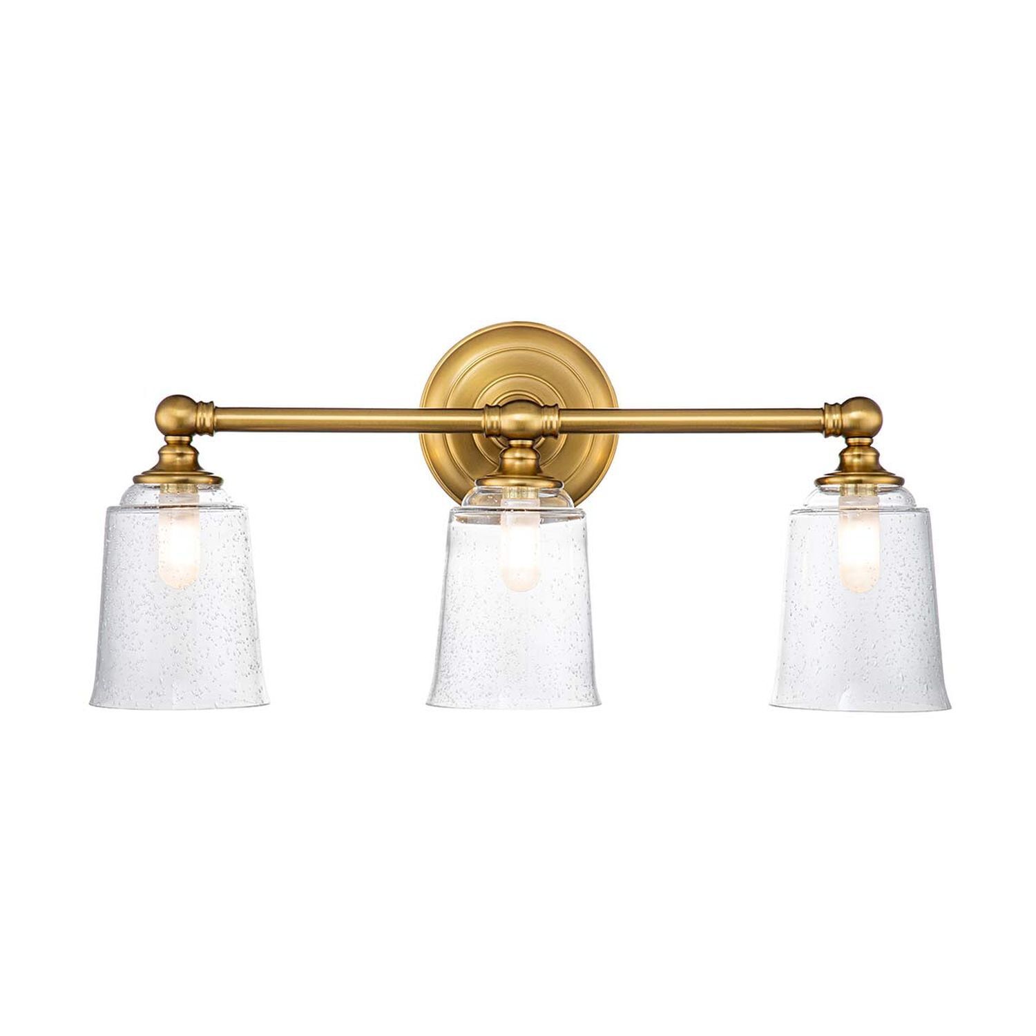 Wandleuchte, Brass, Glaslampe, 3-flammig, Brass-Glas