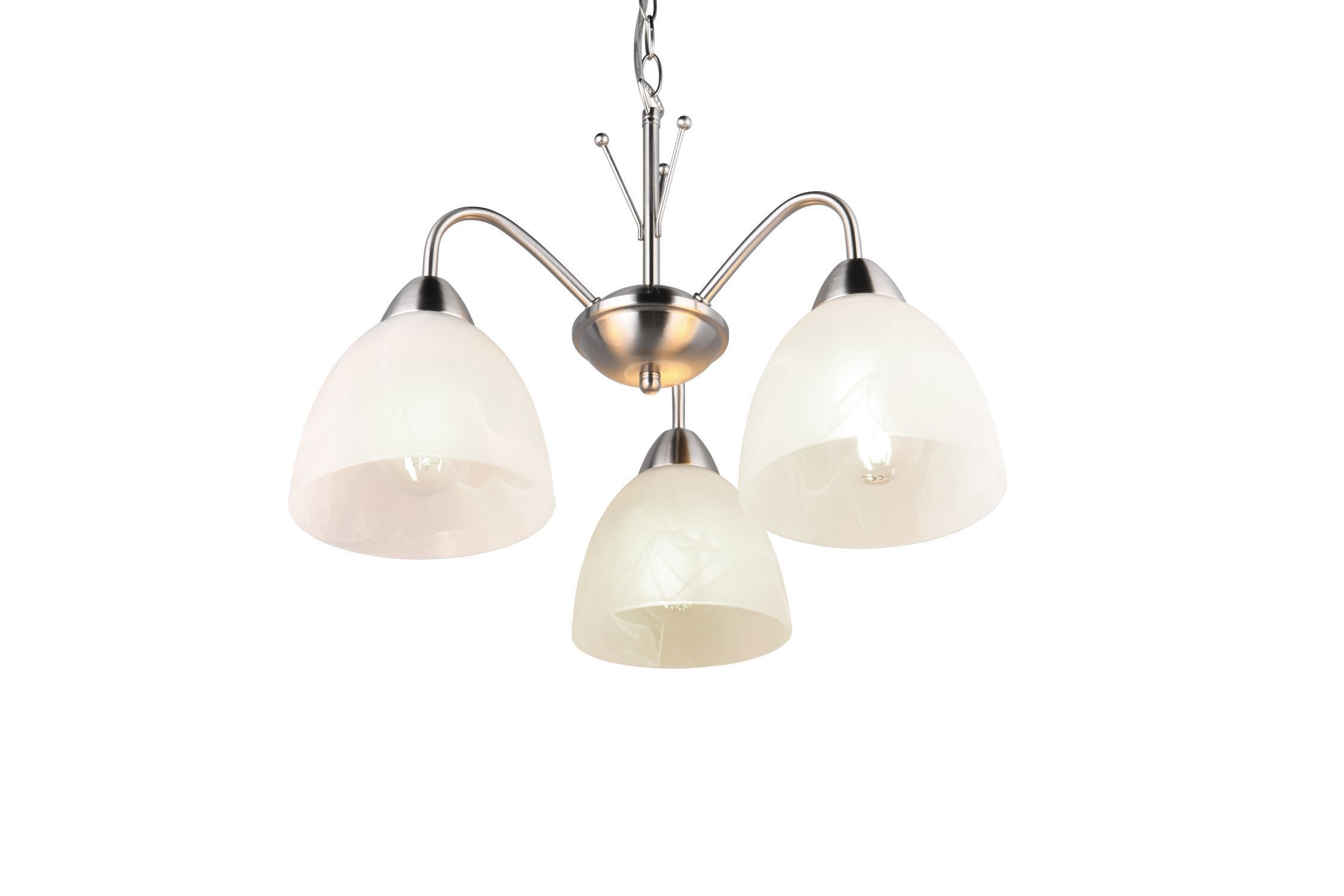 Blendarme Pendelleuchte Metall Glas Nickel Weiß E27 Lampe, Leuchte, Kronleuchter
