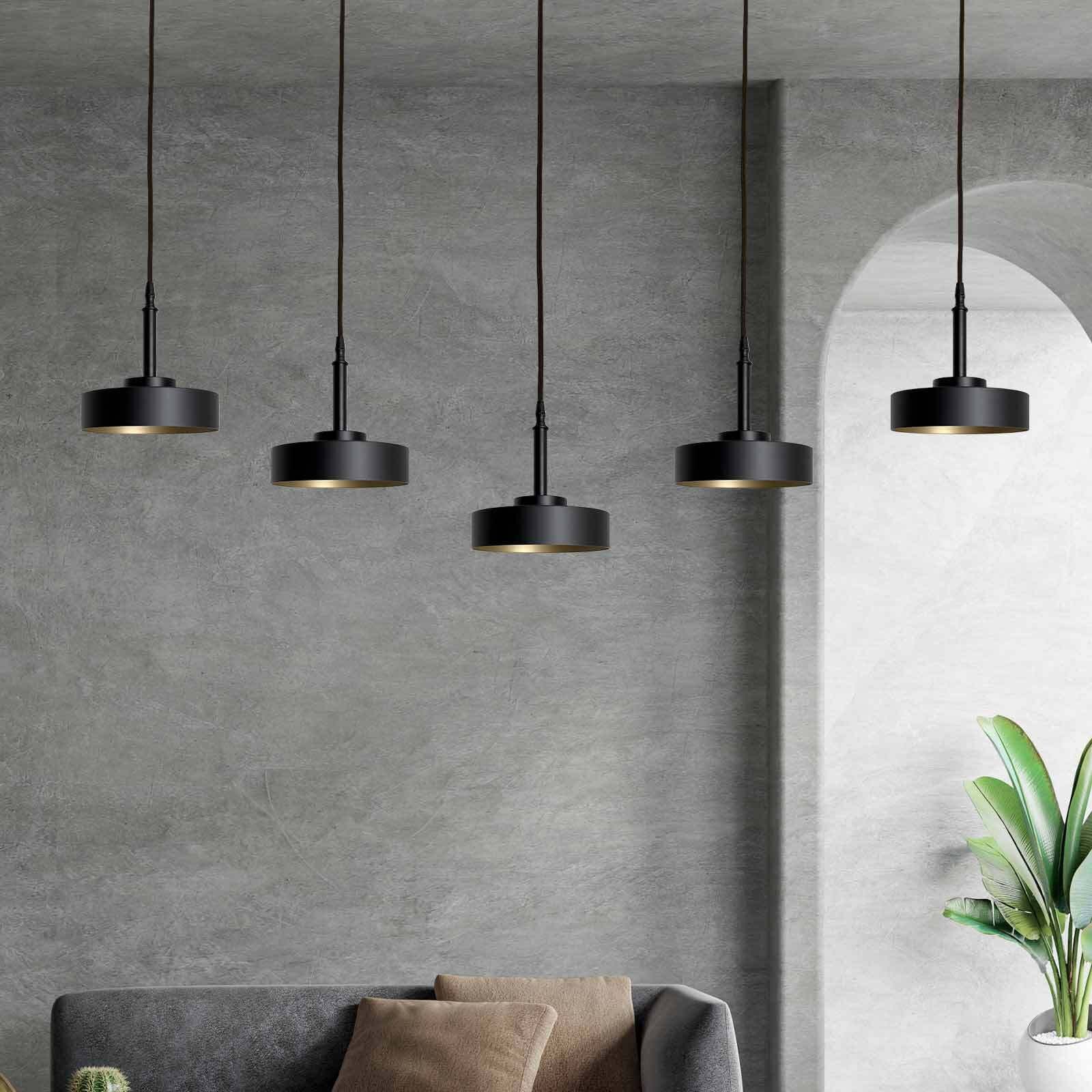 Suspension grande L : 150 cm laiton fer en noir or E27