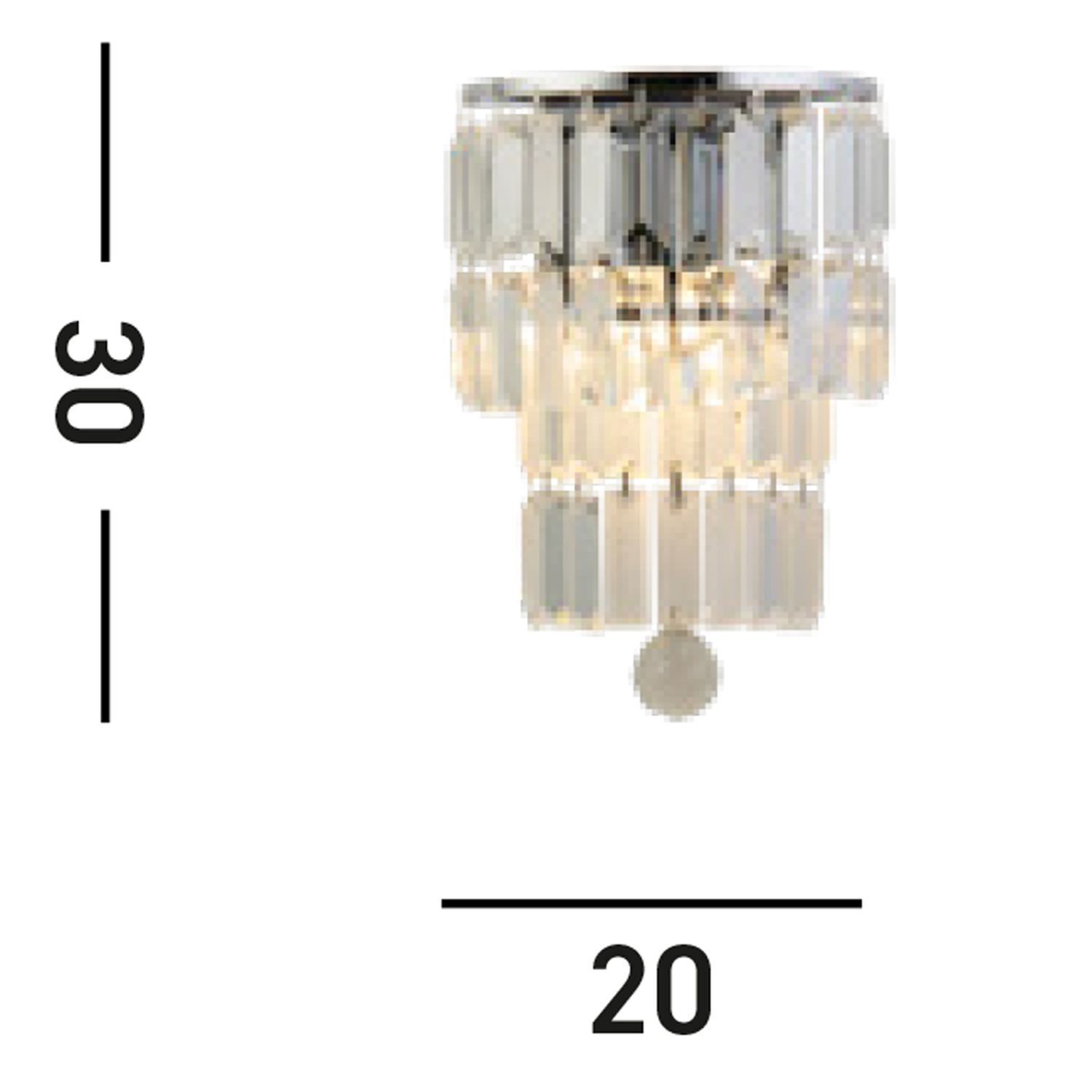 Wandlampe Glas Metall Modern H:30 cm E14 IP44 in Chrom Leuchter, Lampe