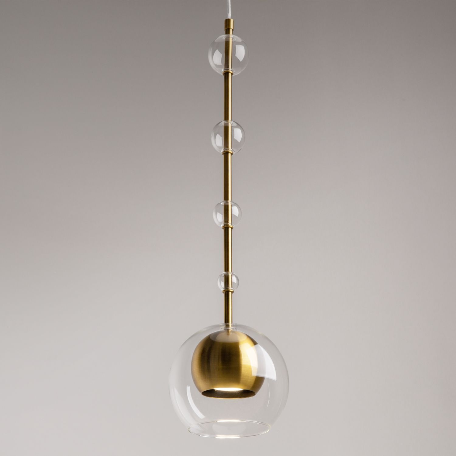 Hängeleuchte, Glaslampe, Brass Metallic, Glas kugeln, Hängerlampe