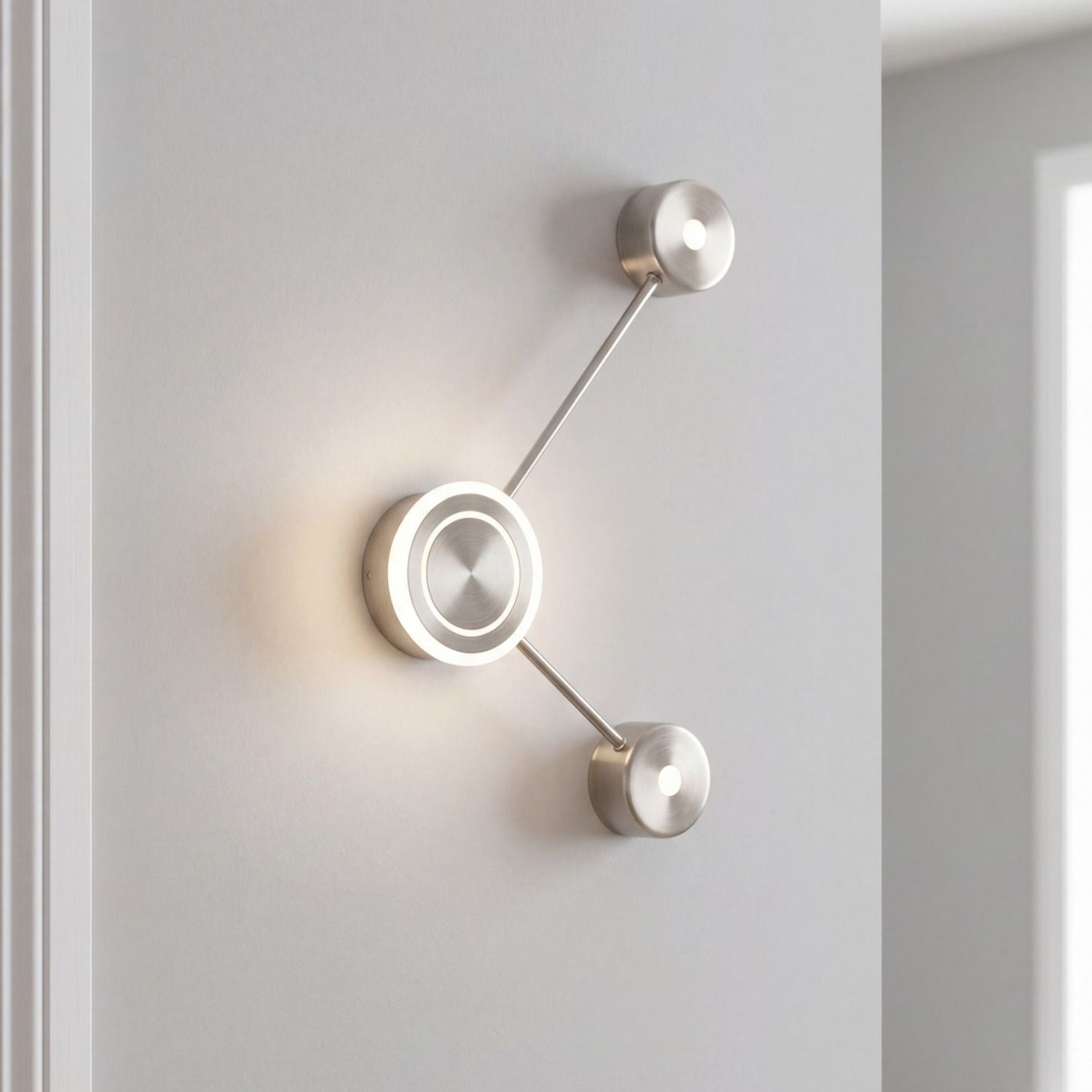 b96c1f4962604765832b3923a37ac6eb Wandleuchte, LED, Metall, Brushed Nickel, Wandmontage