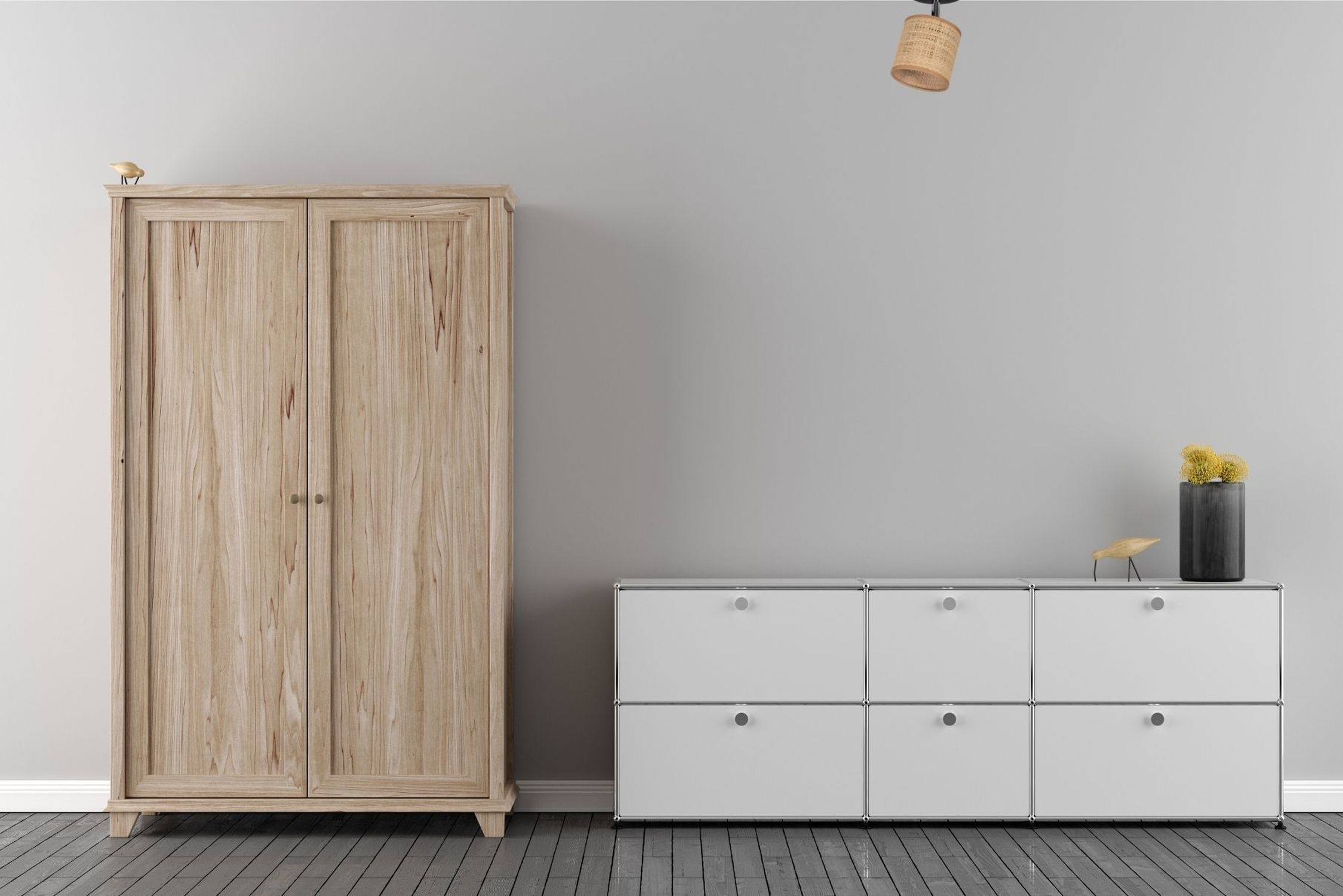 Flexibler Deckenstrahler Stoff blendarm Braun wohnlich Holzschrank, Kleiderschrank, Wohnzimmermöbel, Holzoptik, Moderne Aufbewahrung