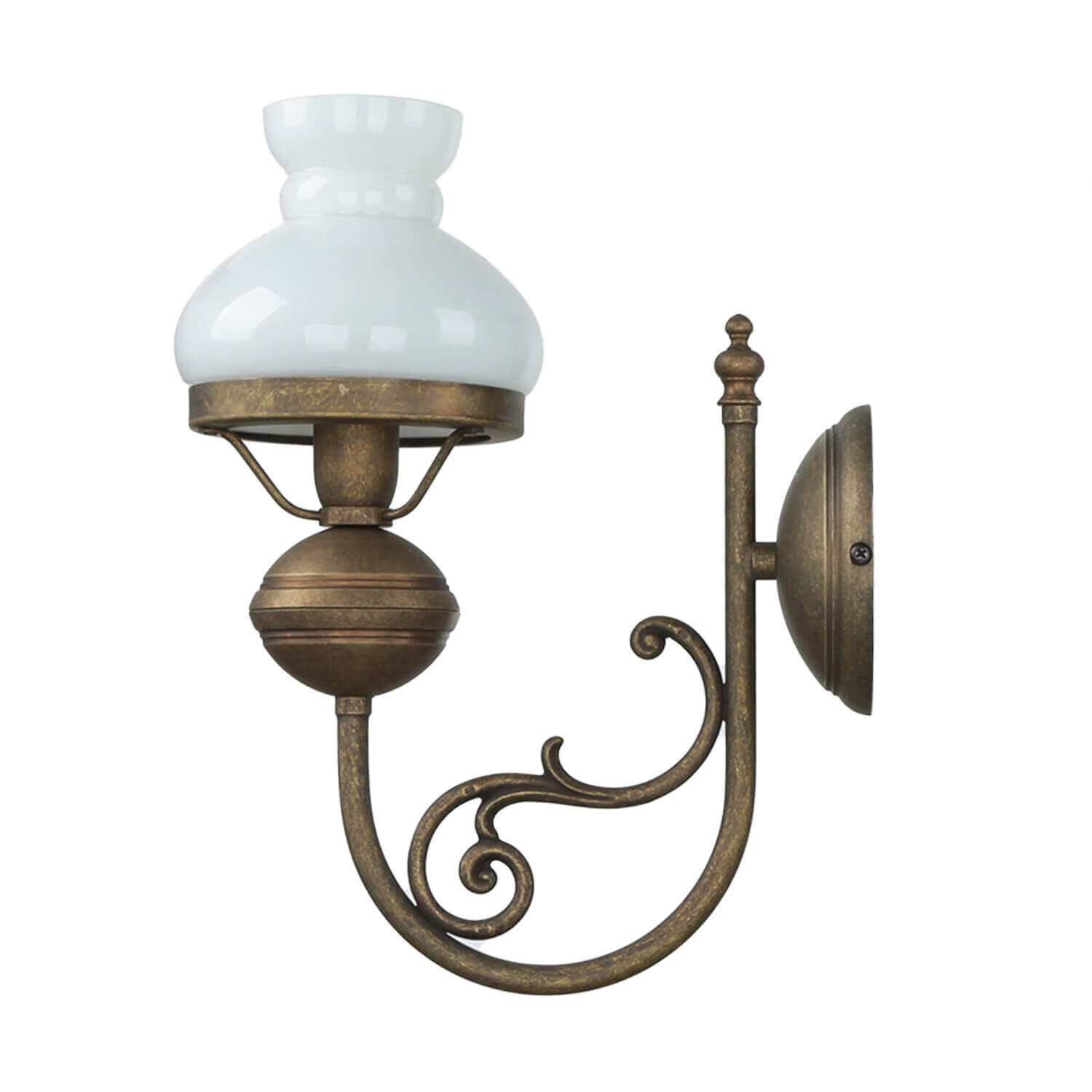 Wandlampe Weiß Glasschirm aus Echt-Messing Antik Lampe, Leuchte