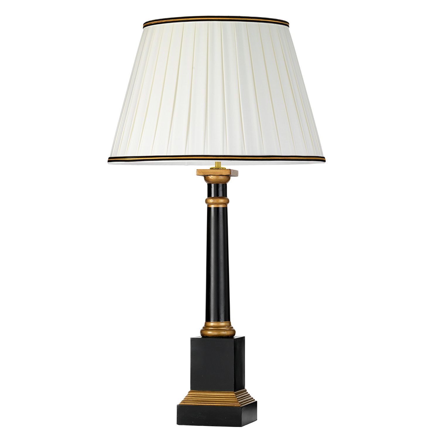 Lampe de table Noir Crème E27 55 cm Bois Tissu Classique Lampe, Tischlampe, Lampenschirm