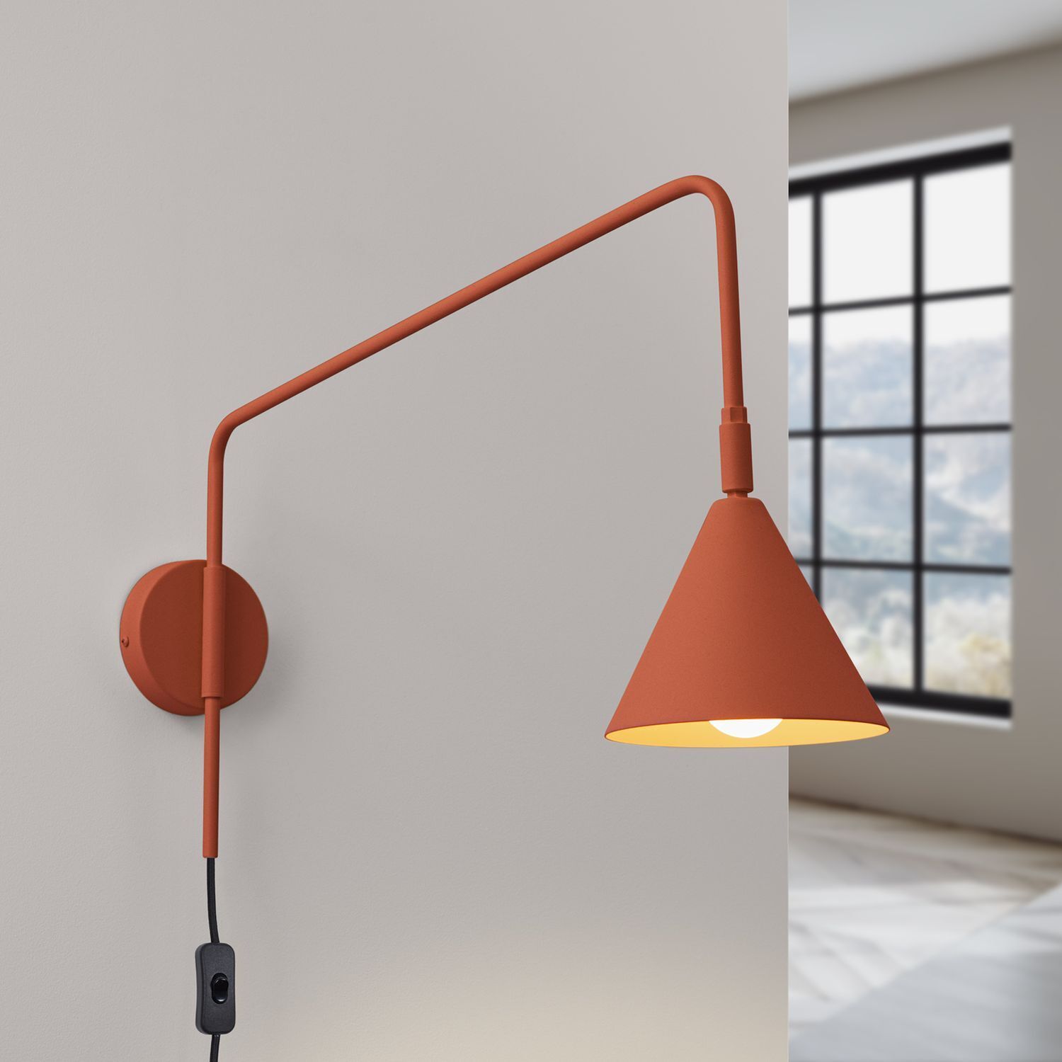 Wandlampe, Wandlicht, Metall, Orange, Schreibtischlampe