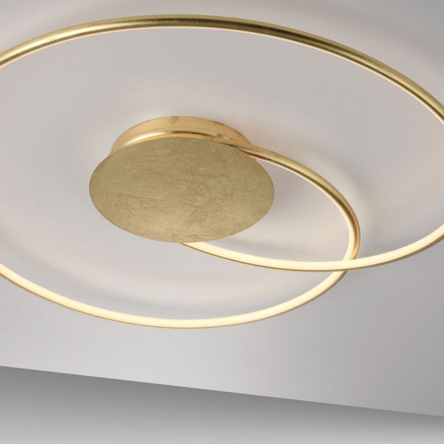 LED Deckenleuchte Leuchtringe Metall in Gold L:70 cm Deckenleuchte, Leuchte