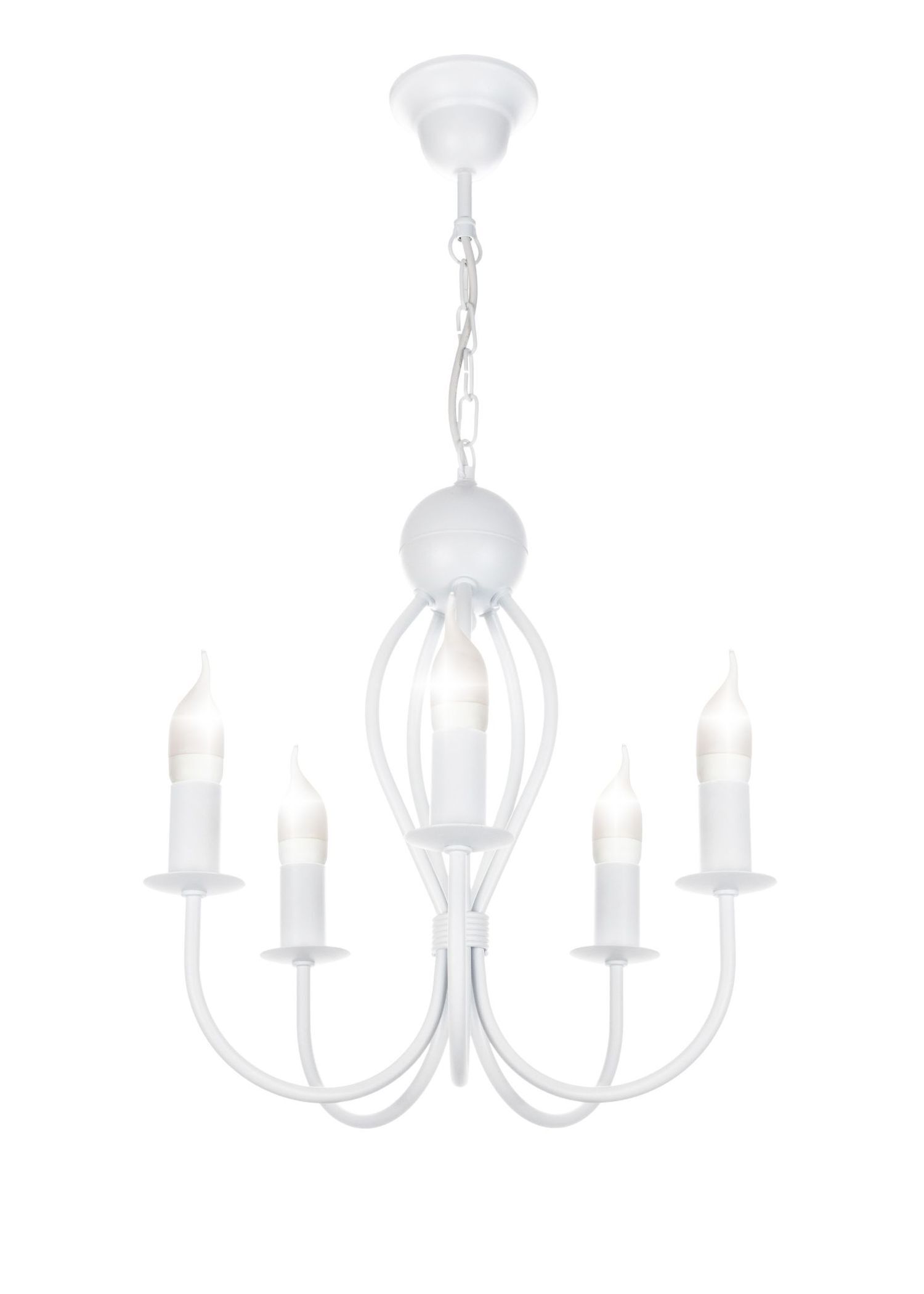 Lustre blanc métal 5 flammes E14 Classique Leuchter, Lampe