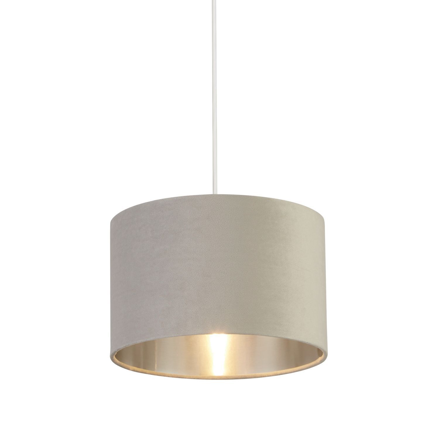 Abat-jour gris clair argent velours rond D : 28 cm pour lampe à suspendre