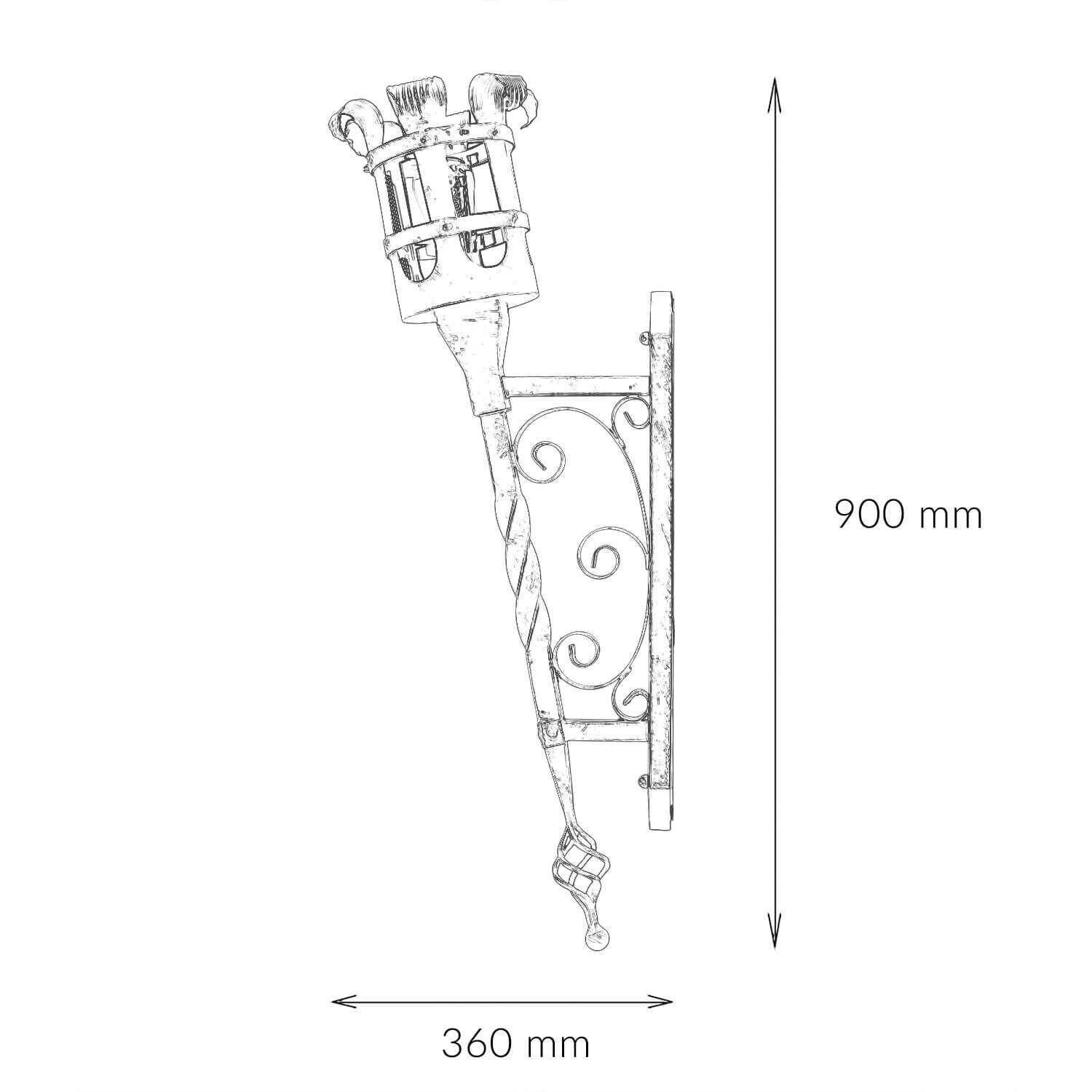 Rustikale Außenleuchte in Schwarz-Kupfer IP44 CASTLE