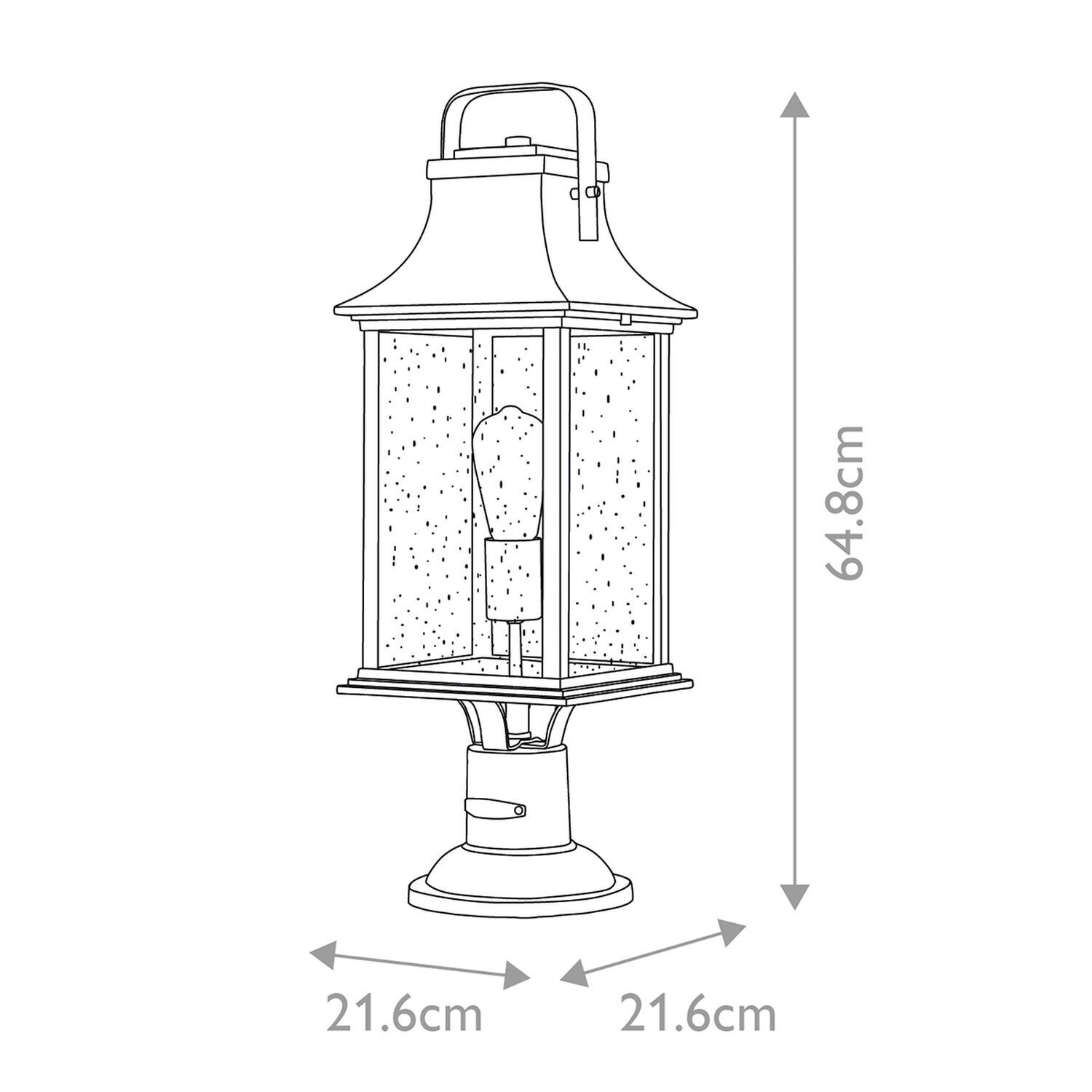 Sockelleuchte Garten Terrasse 64,8 cm hoch IP44 E27 in Bronze latern, lamp, outdoor, glass, metal