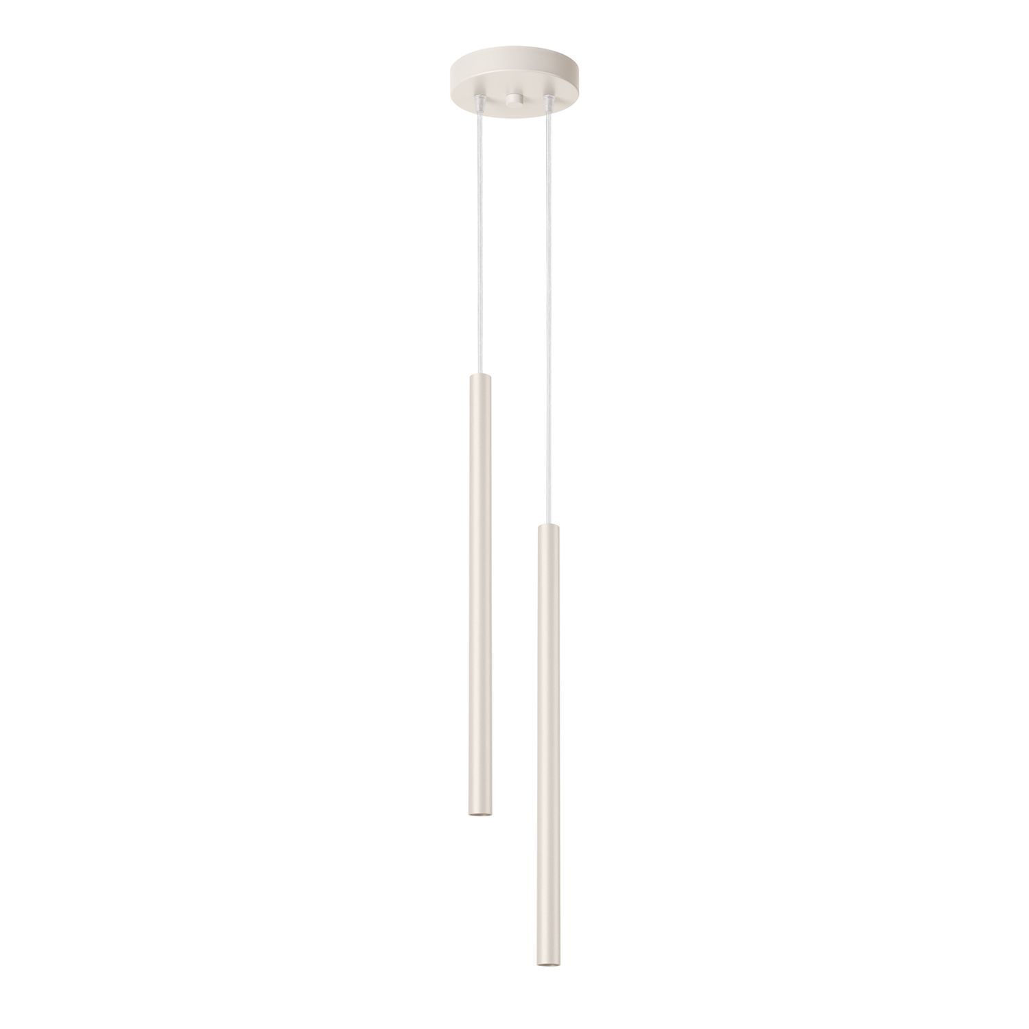 Hängelampe Beige Stahl G9 L:15 cm 2-flammig akzentuiert pendant light, hängende lampe, röhrenleuchte, doppelpendel, beige