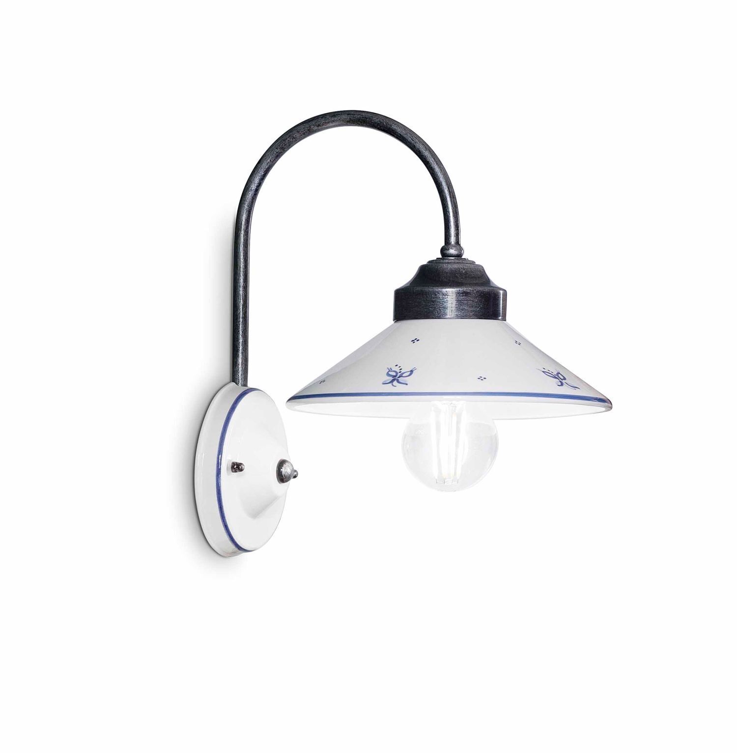 Wandleuchte Metall Keramik E27 H: 28 cm Landhaus Stil Lampe, Badezimmer, Drinnen, Zimmer, Duscharmatur
