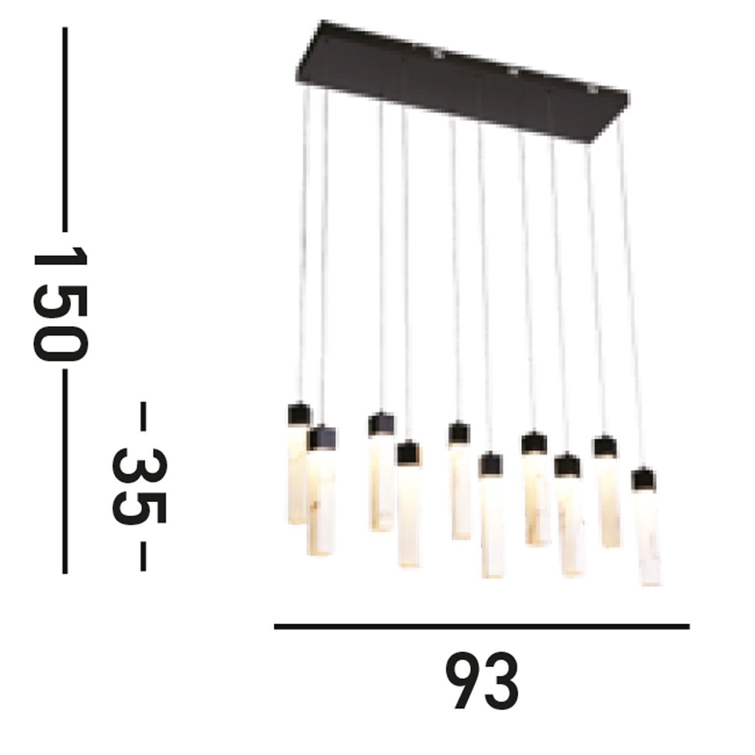 Suspension LED acier résine 1012 lm en marbre noir