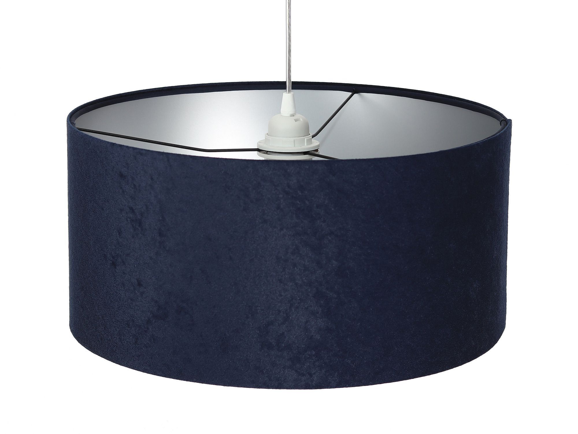 Lampe à suspendre bleu foncé argent Tissu rond Rétro