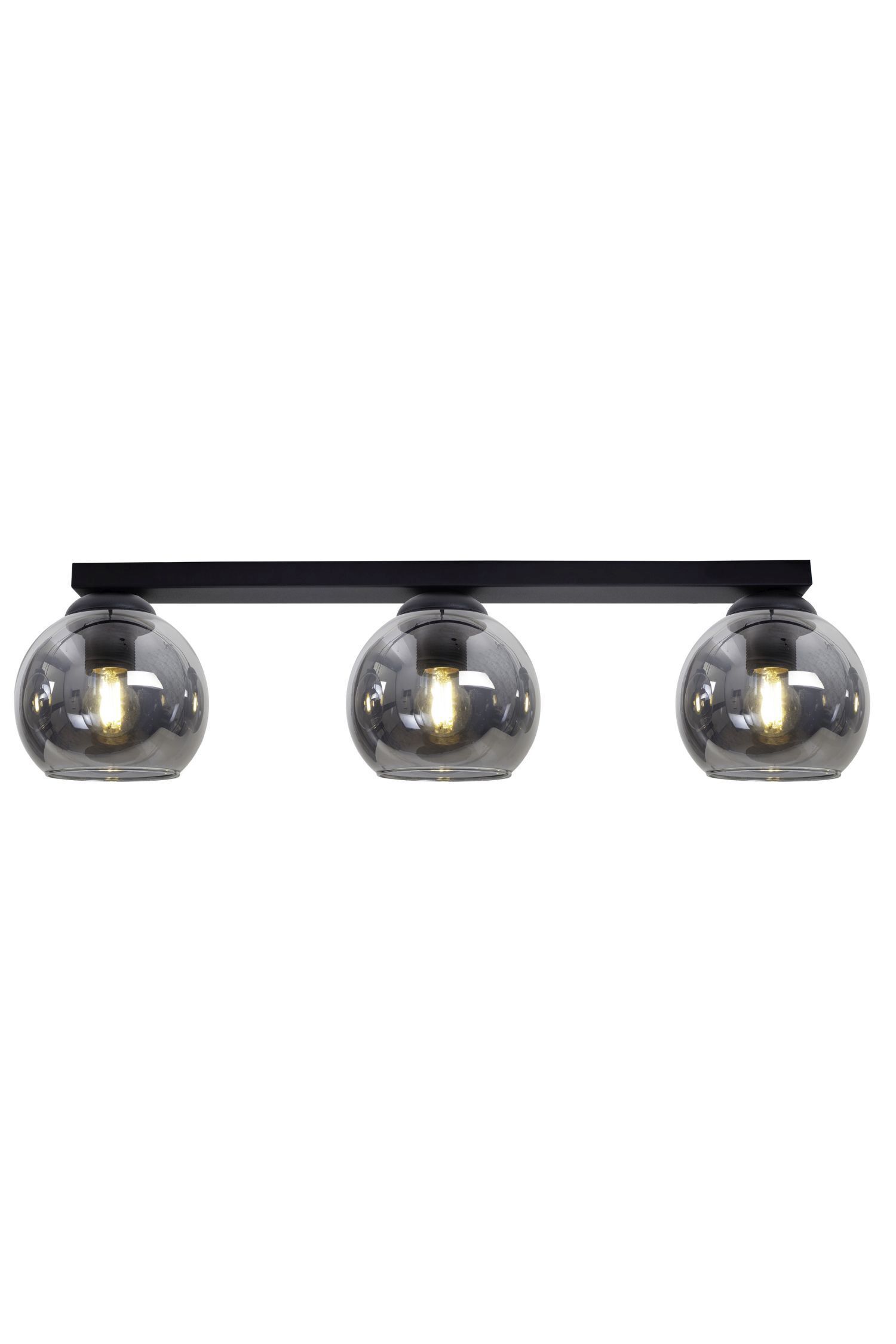 Deckenleuchte, 3-flammig, Glaskugeln, schwarz, E27
