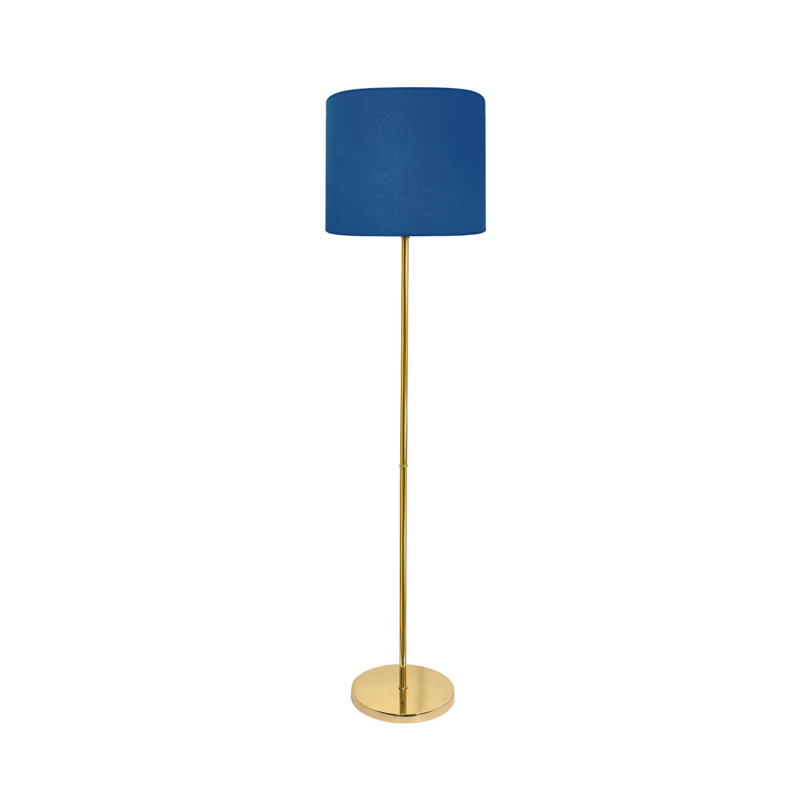 Stehleuchte Stoff Messing 161,5 cm E27 Blau Wohnzimmer Lampe, Lampenschirm
