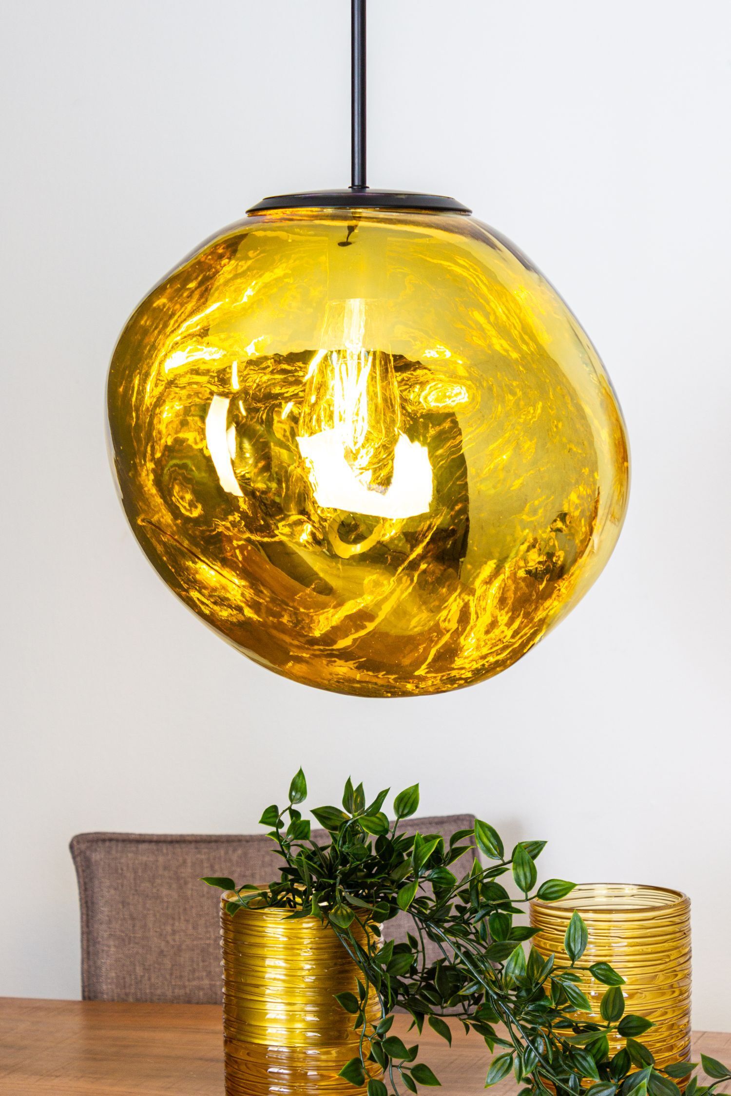 Lampe à suspendre ronde en verre jaune E27 Ø36 cm Moderne et élégante