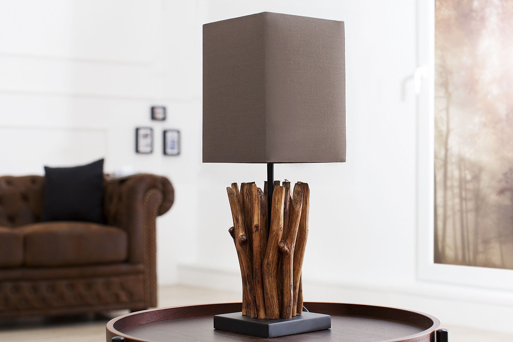 Lampe Modern Tisch Designerleuchte aus echtem Holz Lampe, Tischlampe