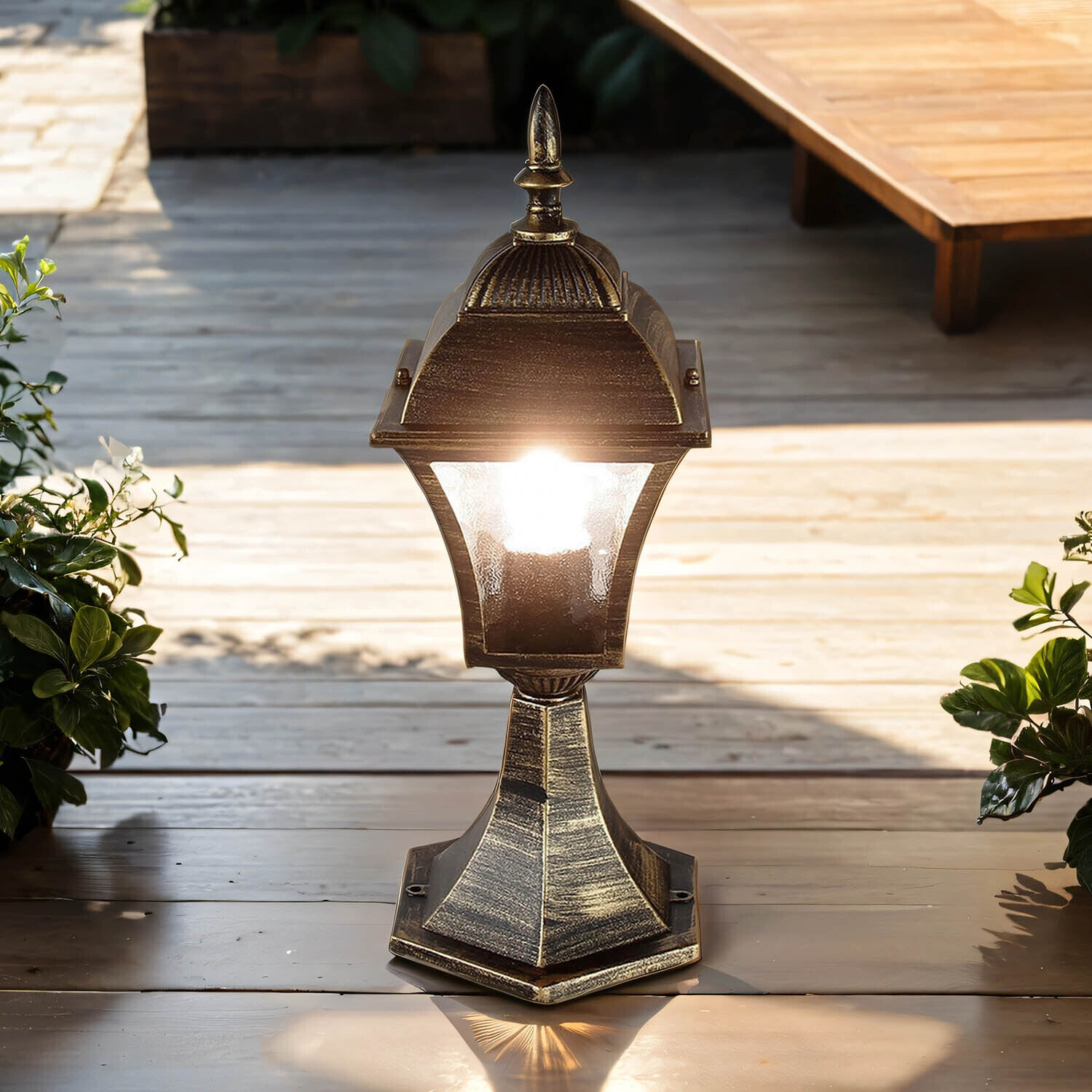 Antike Sockellampe Außen TOSCANA E27 Gold IP43 Lampe