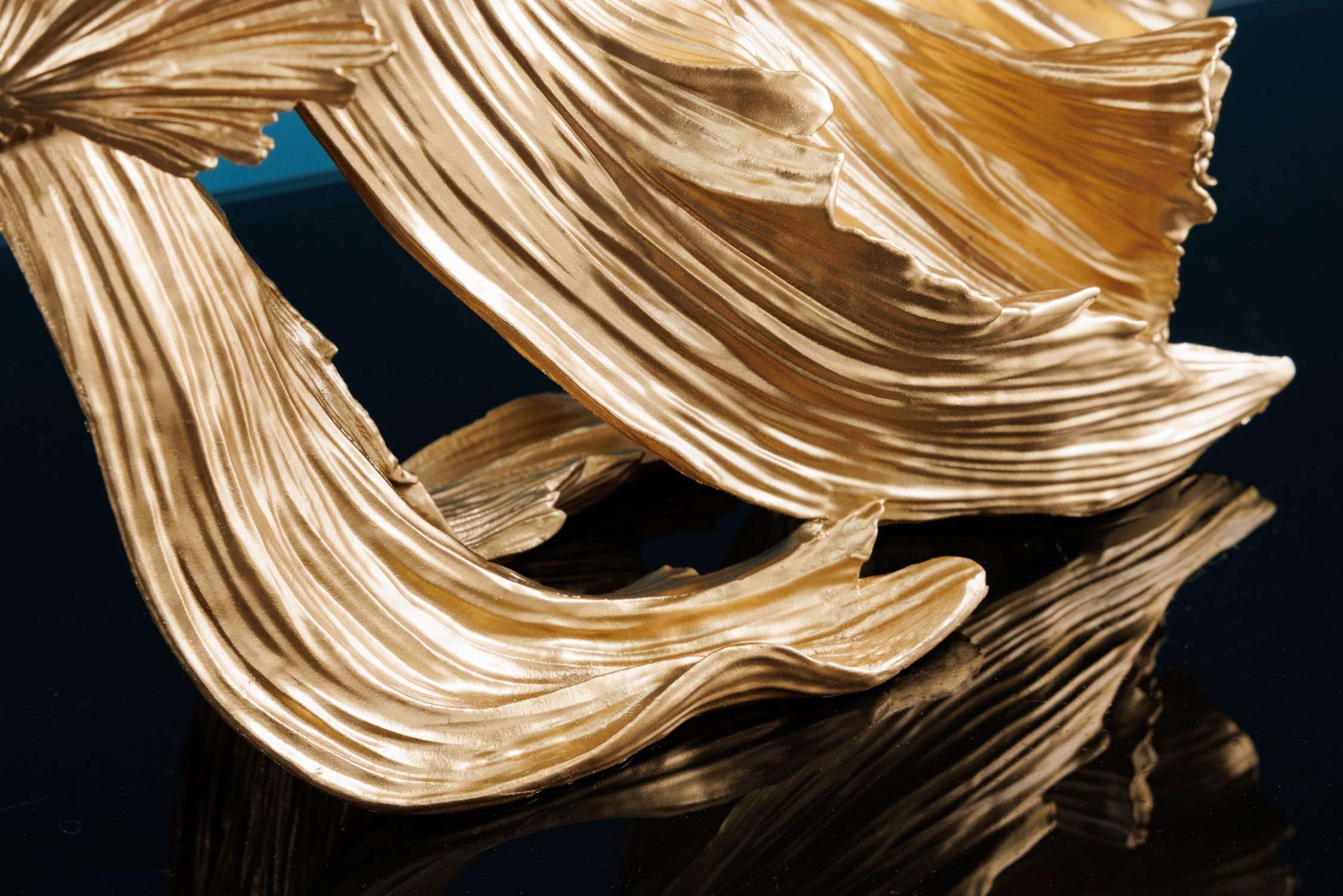 Dekostatue Polyresin in Gold Kampffisch H: 36 cm Holz, Sperrholz, Drinnen, Innenarchitektur